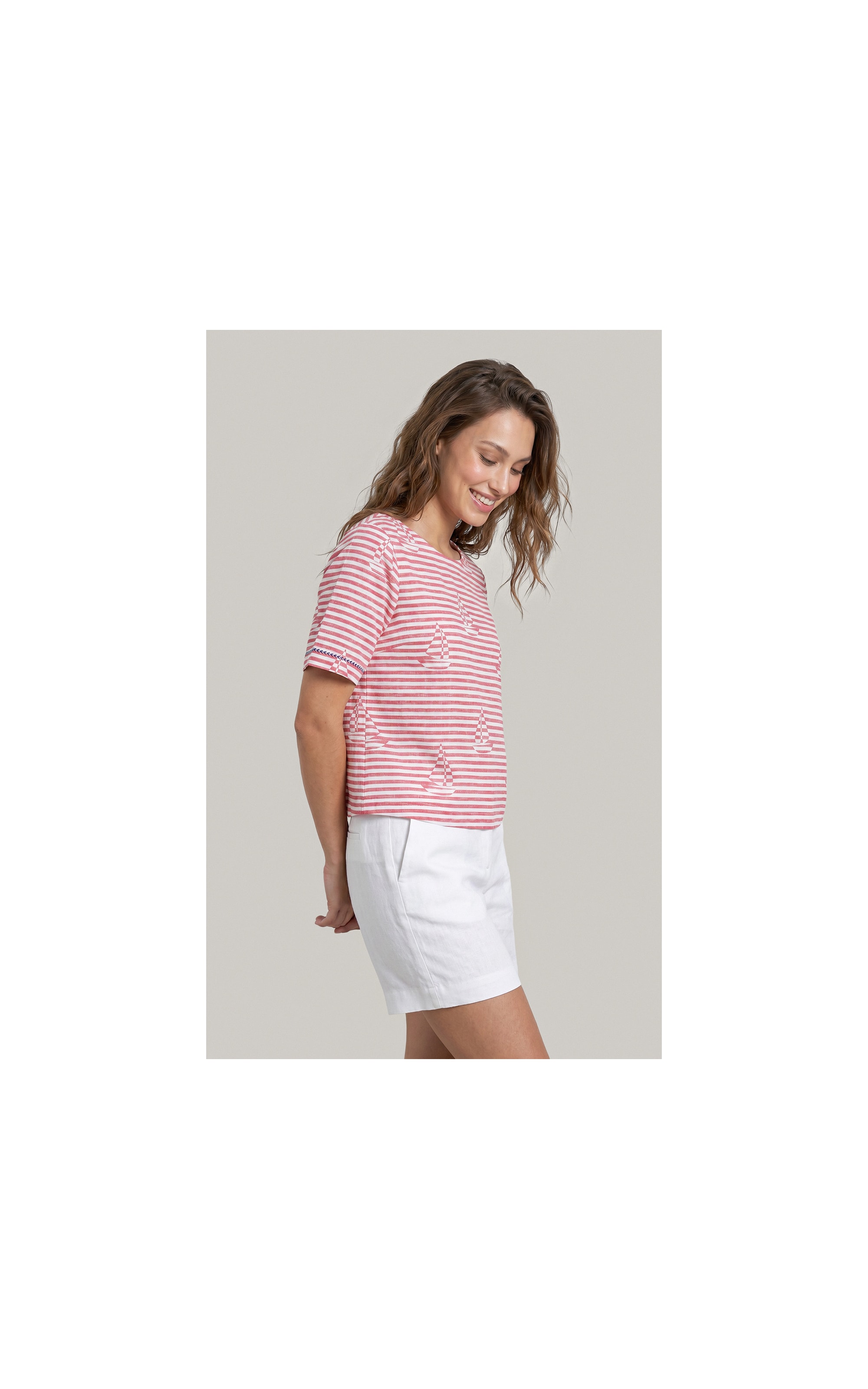 Blusa Veneza Sailor Stripes Algodao Vermelho