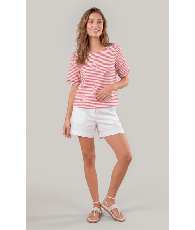 Blusa Veneza Sailor Stripes Algodao Vermelho