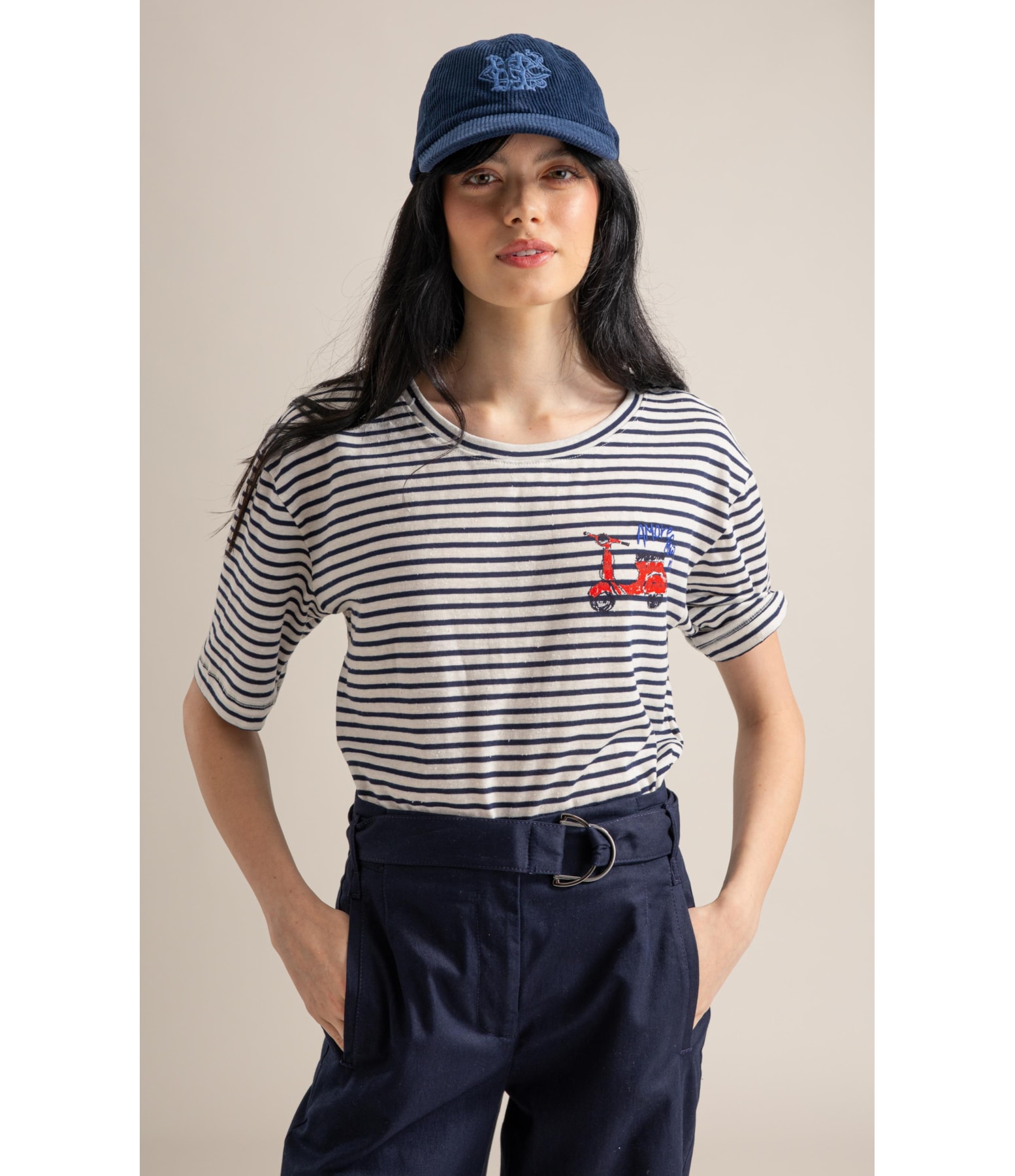 Blusa Vera Capri Listrada Mc Dark Navy