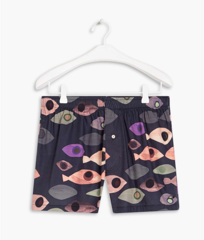 Boxer Algodão Est Peixes Dark Navy