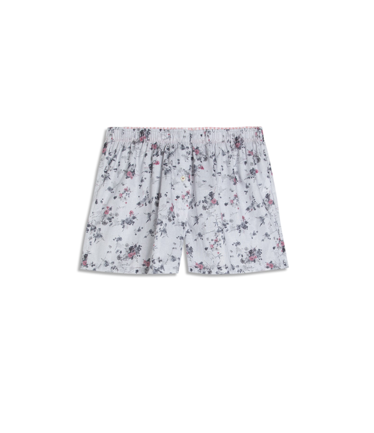 Boxer Algodao Flower Cinza Claro