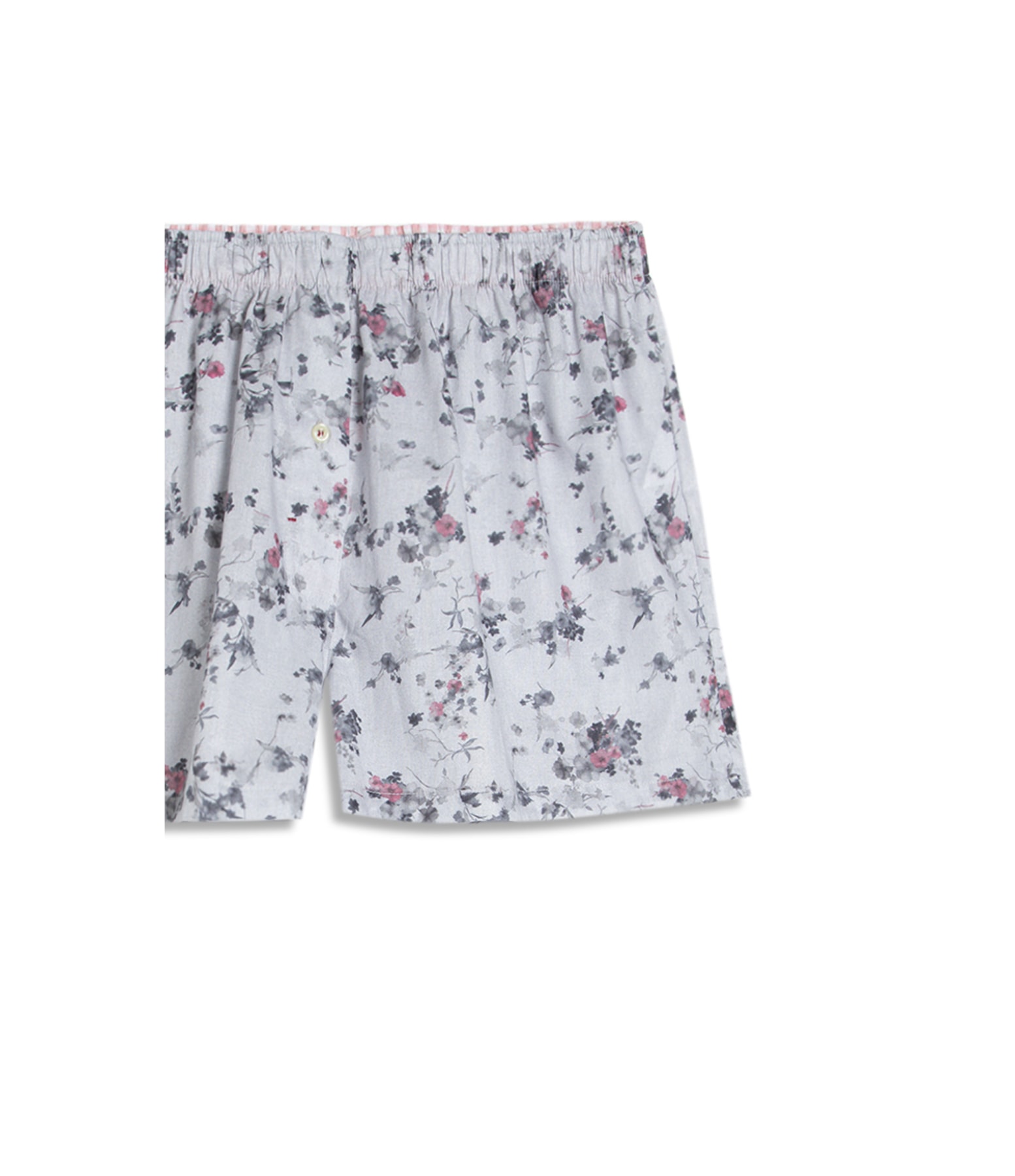 Boxer Algodao Flower Cinza Claro