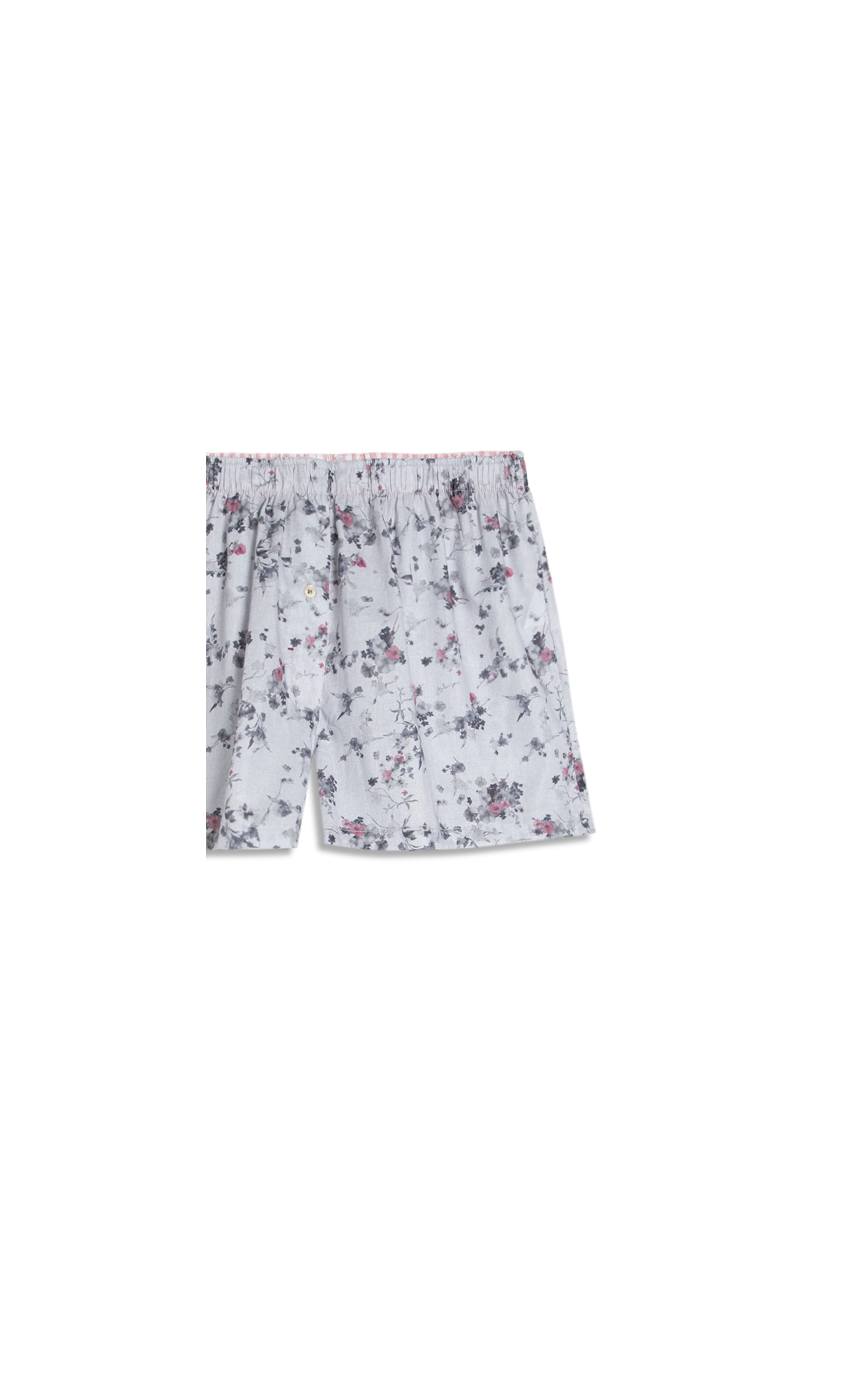 Boxer Algodao Flower Cinza Claro