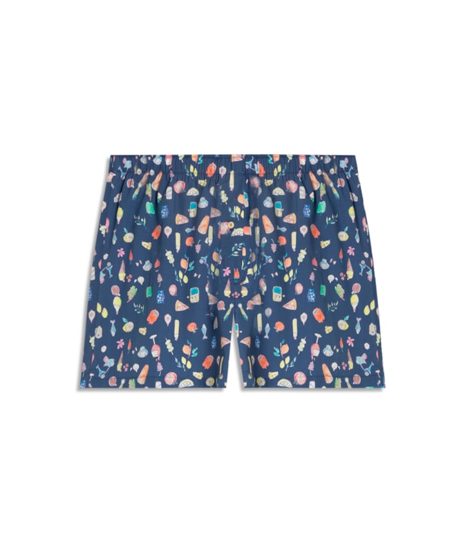 Boxer Algodao Icones Marinho