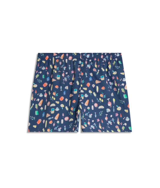 Boxer Algodao Icones Marinho