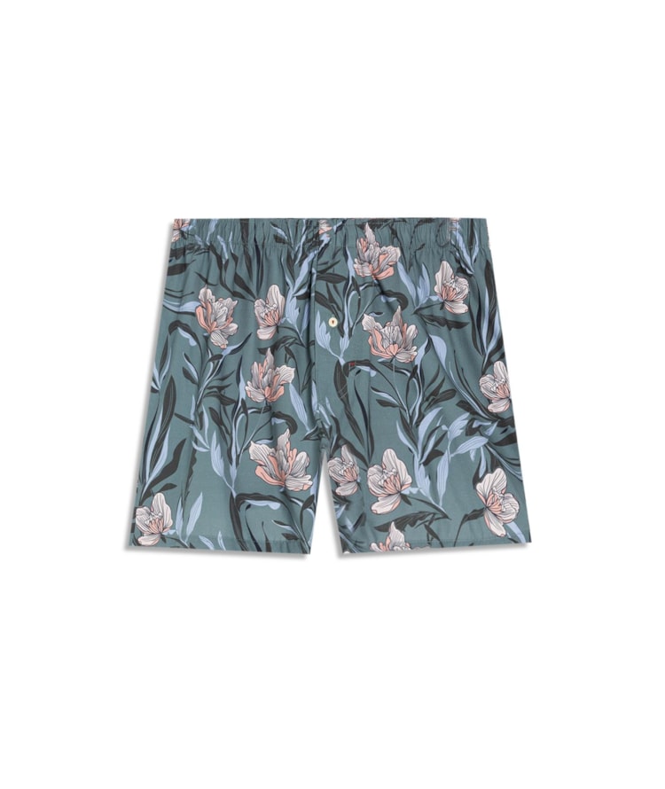 Boxer Algodão Malibu Floral Areia