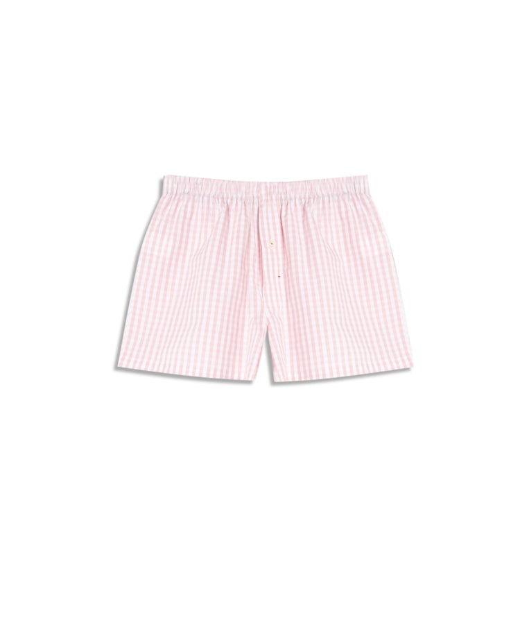 Boxer Algodao Vichy Rosa Velho