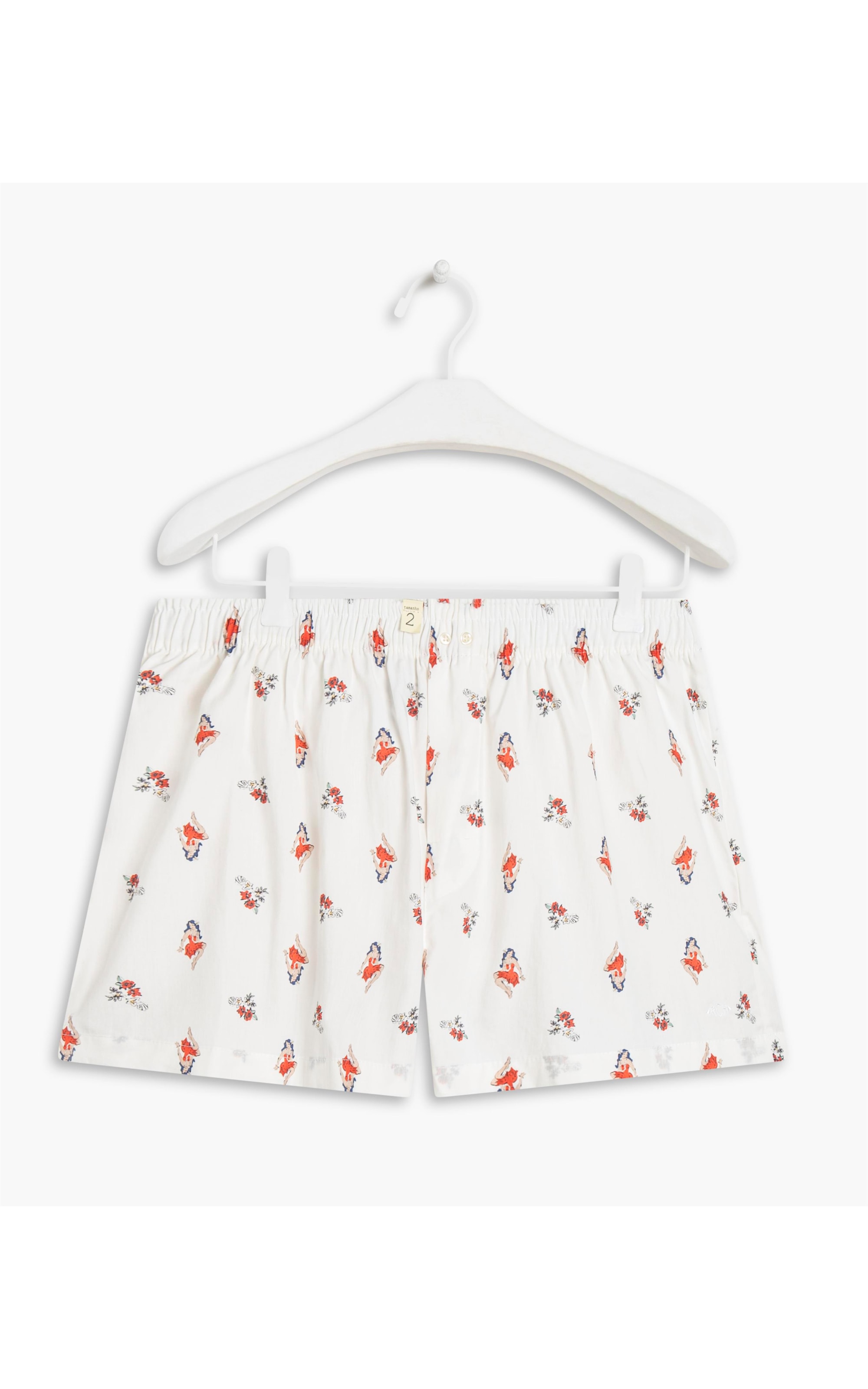 Boxer Cotton  Estampa Tahitianas Branco