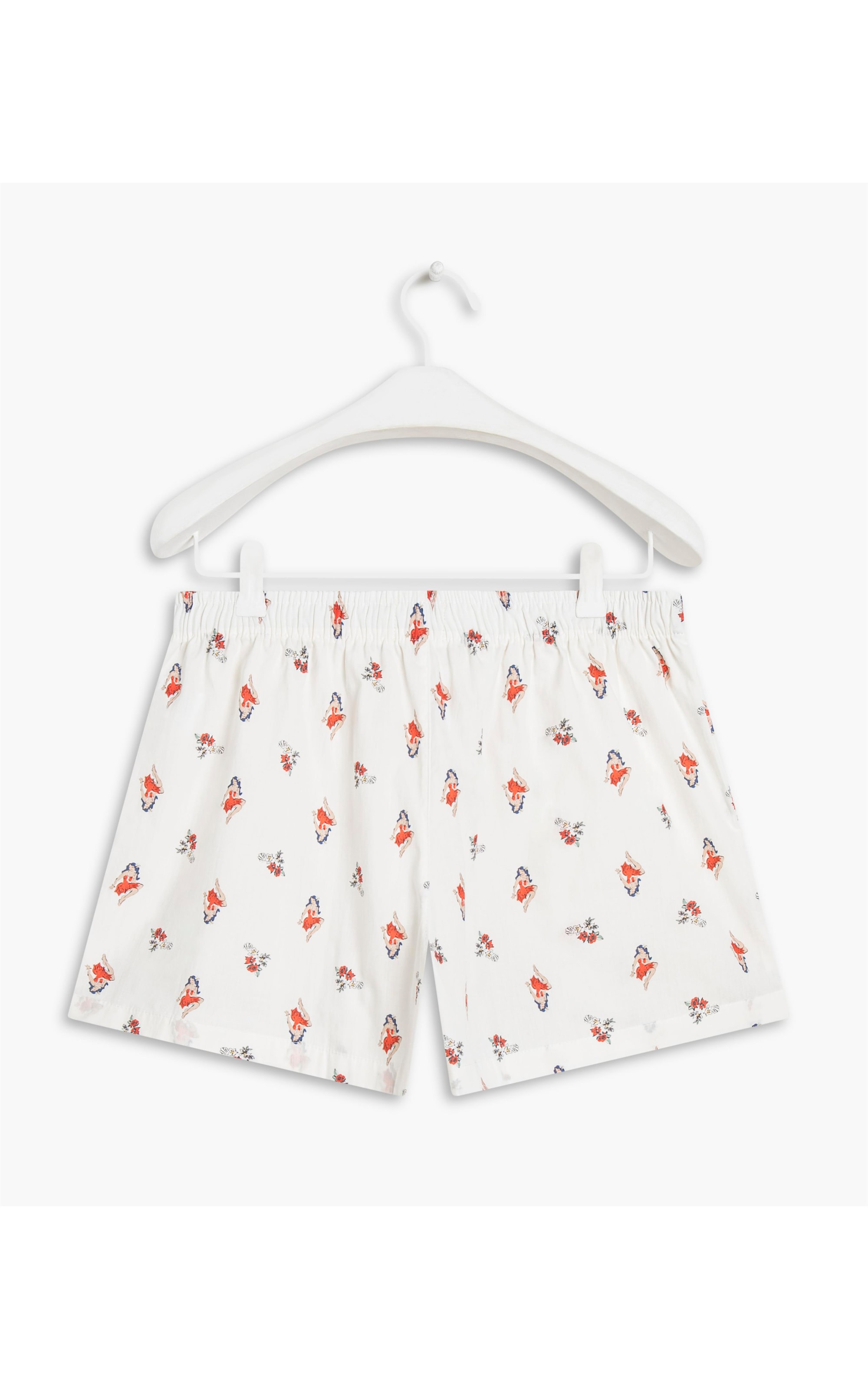 Boxer Cotton  Estampa Tahitianas Branco