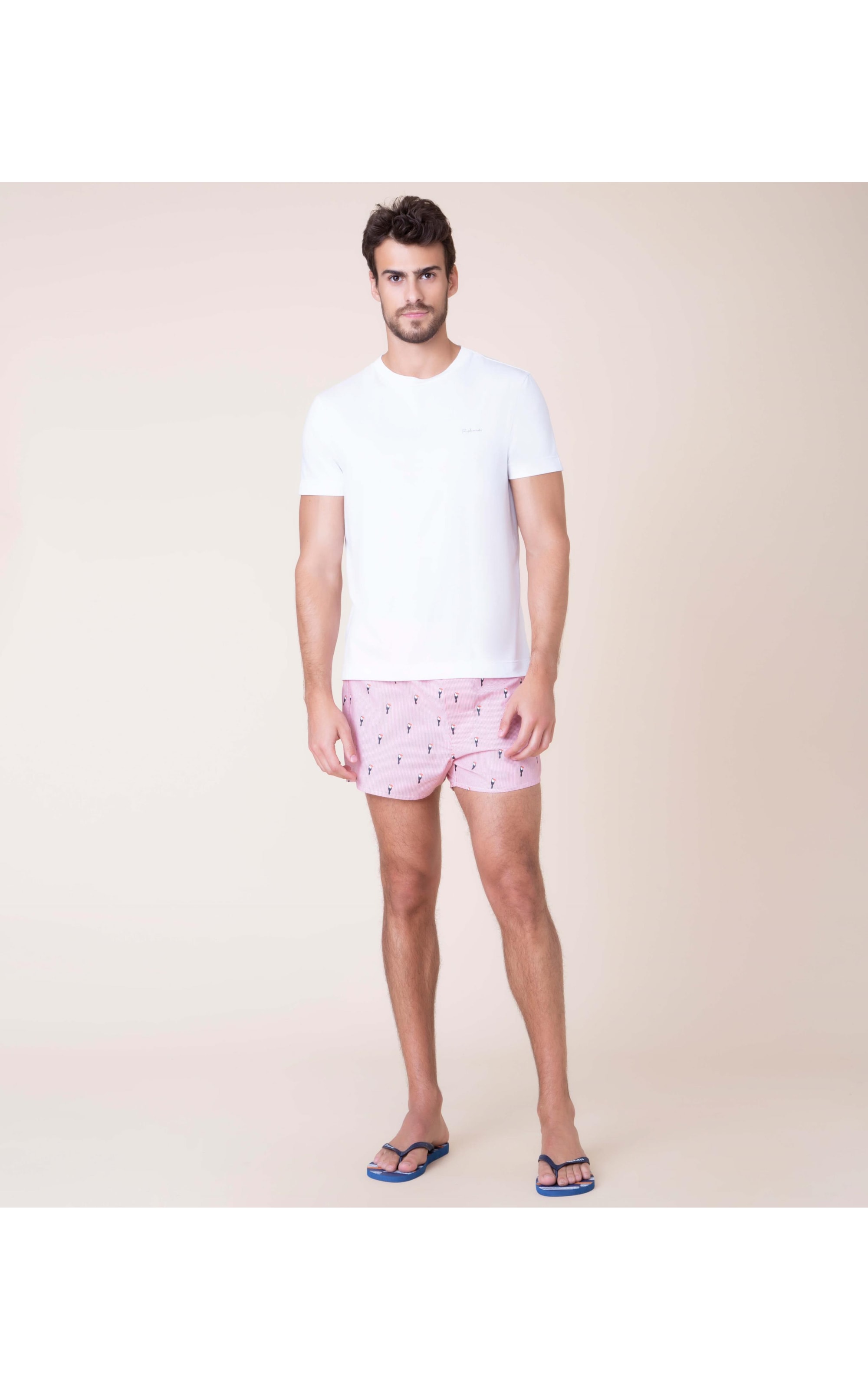 Boxer Estampada Tucanos Vermelho