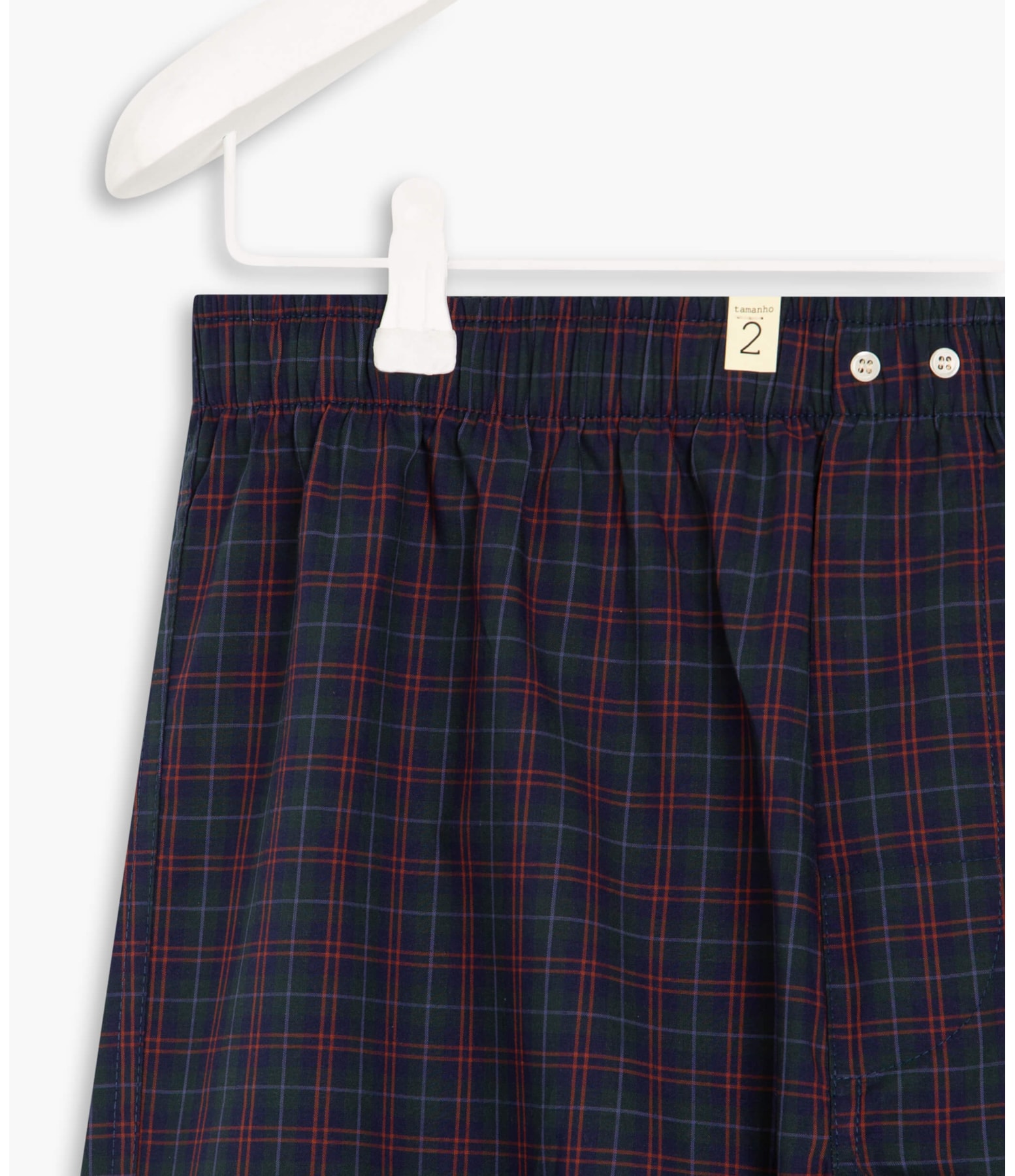 Boxer Night Green Check Marinho