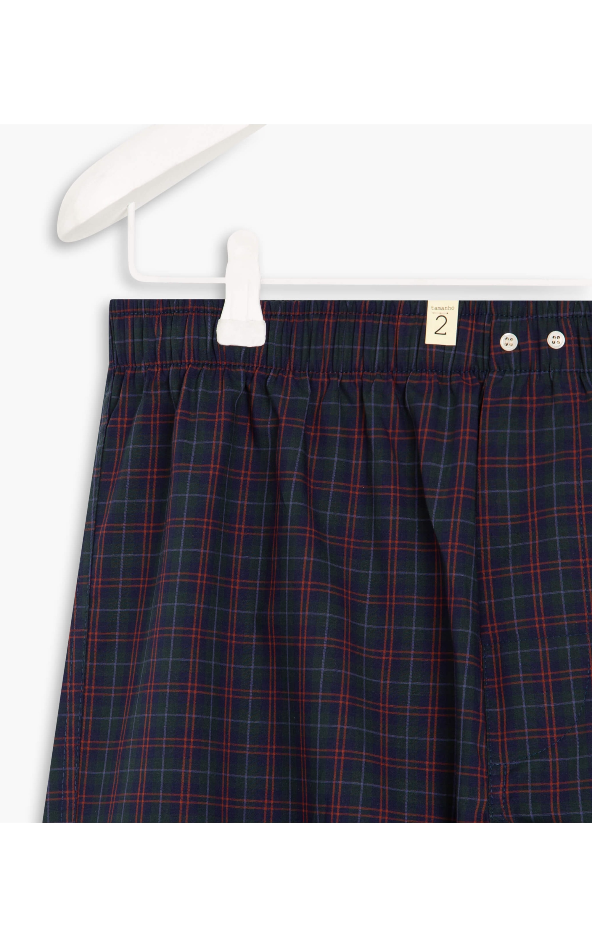 Boxer Night Green Check Marinho