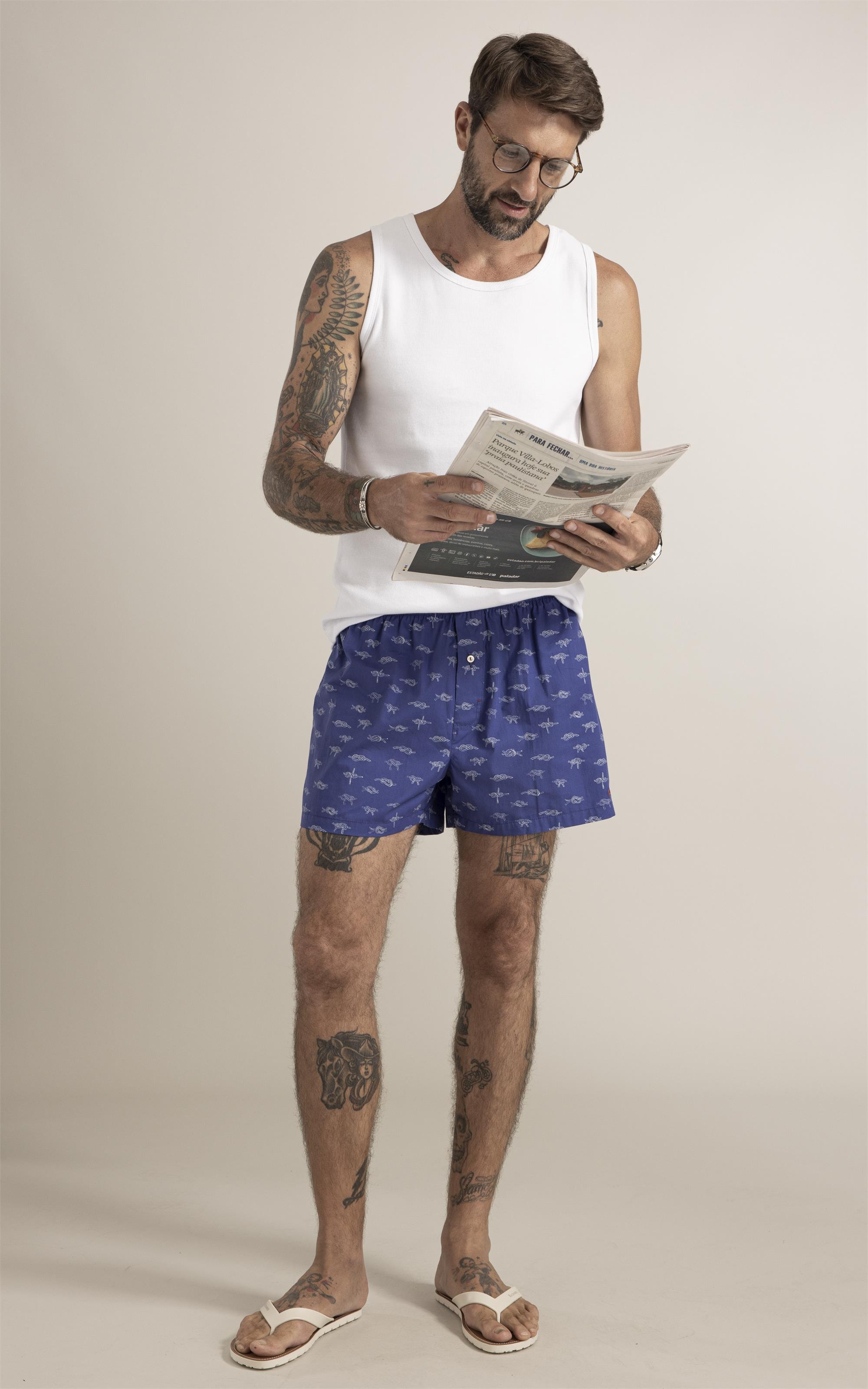 Boxer Nó de Marinheiro Azul Bic