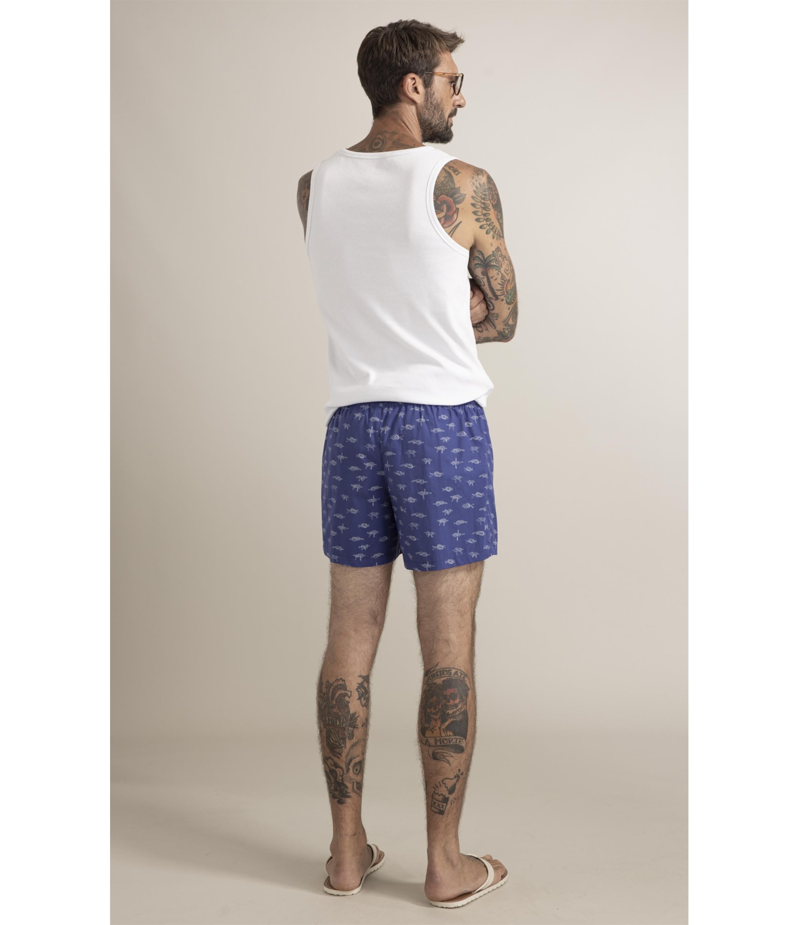 Boxer Nó de Marinheiro Azul Bic
