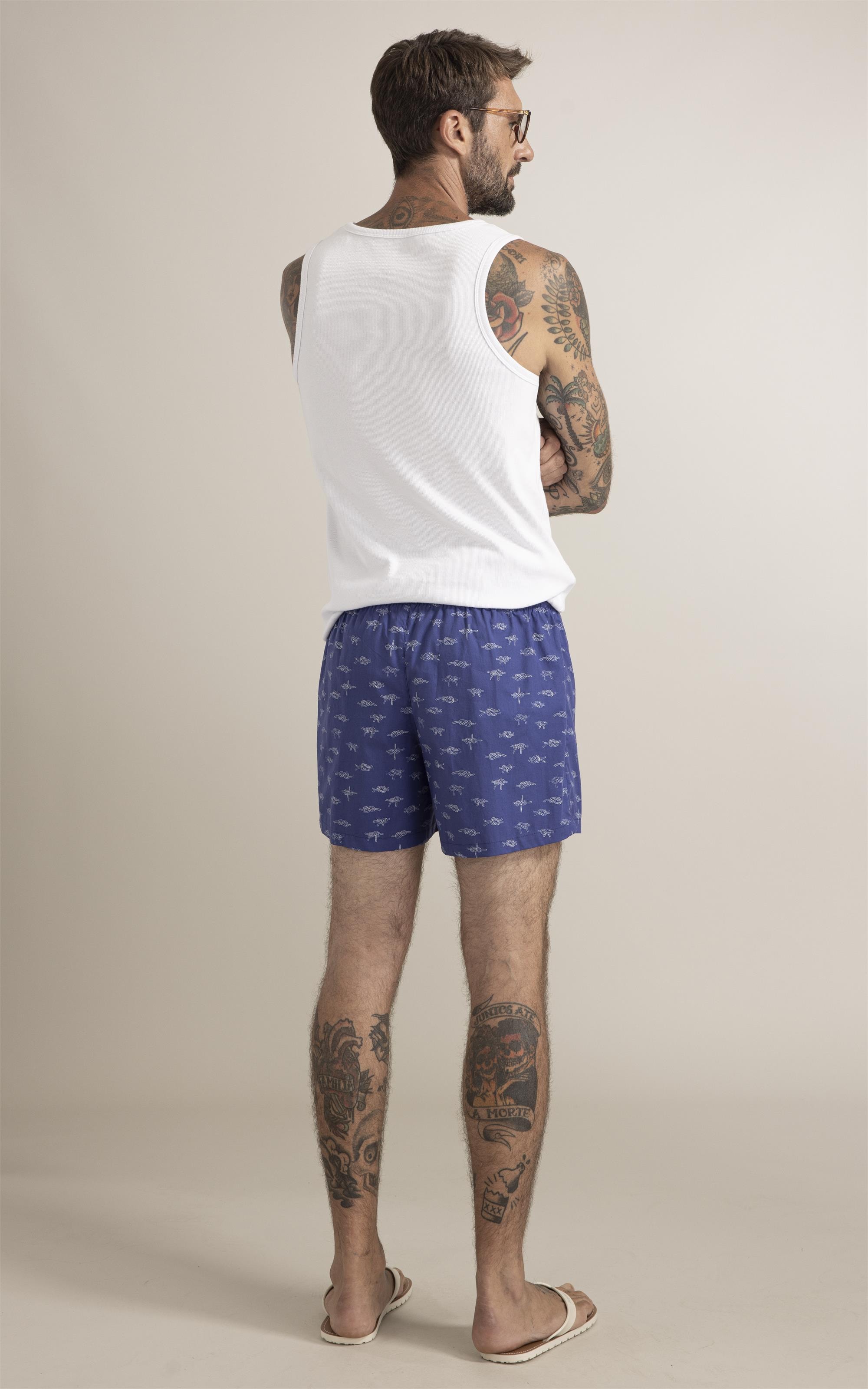 Boxer Nó de Marinheiro Azul Bic