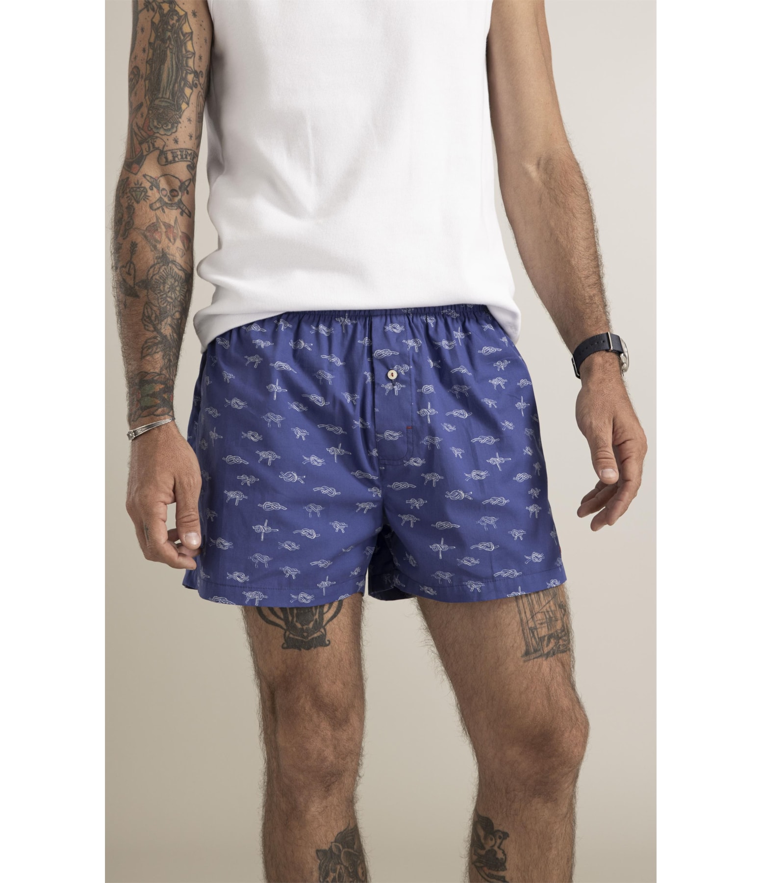 Boxer Nó de Marinheiro Azul Bic