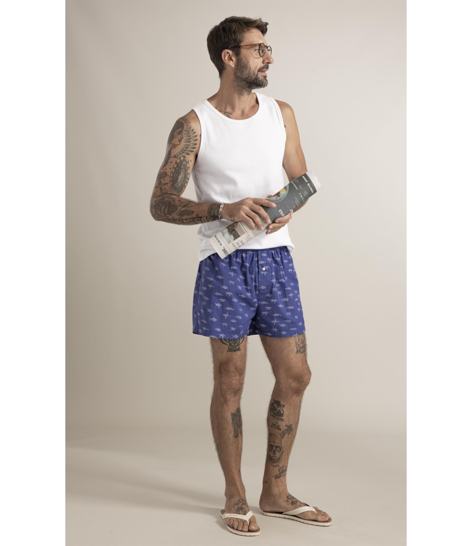 Boxer Nó de Marinheiro Azul Bic