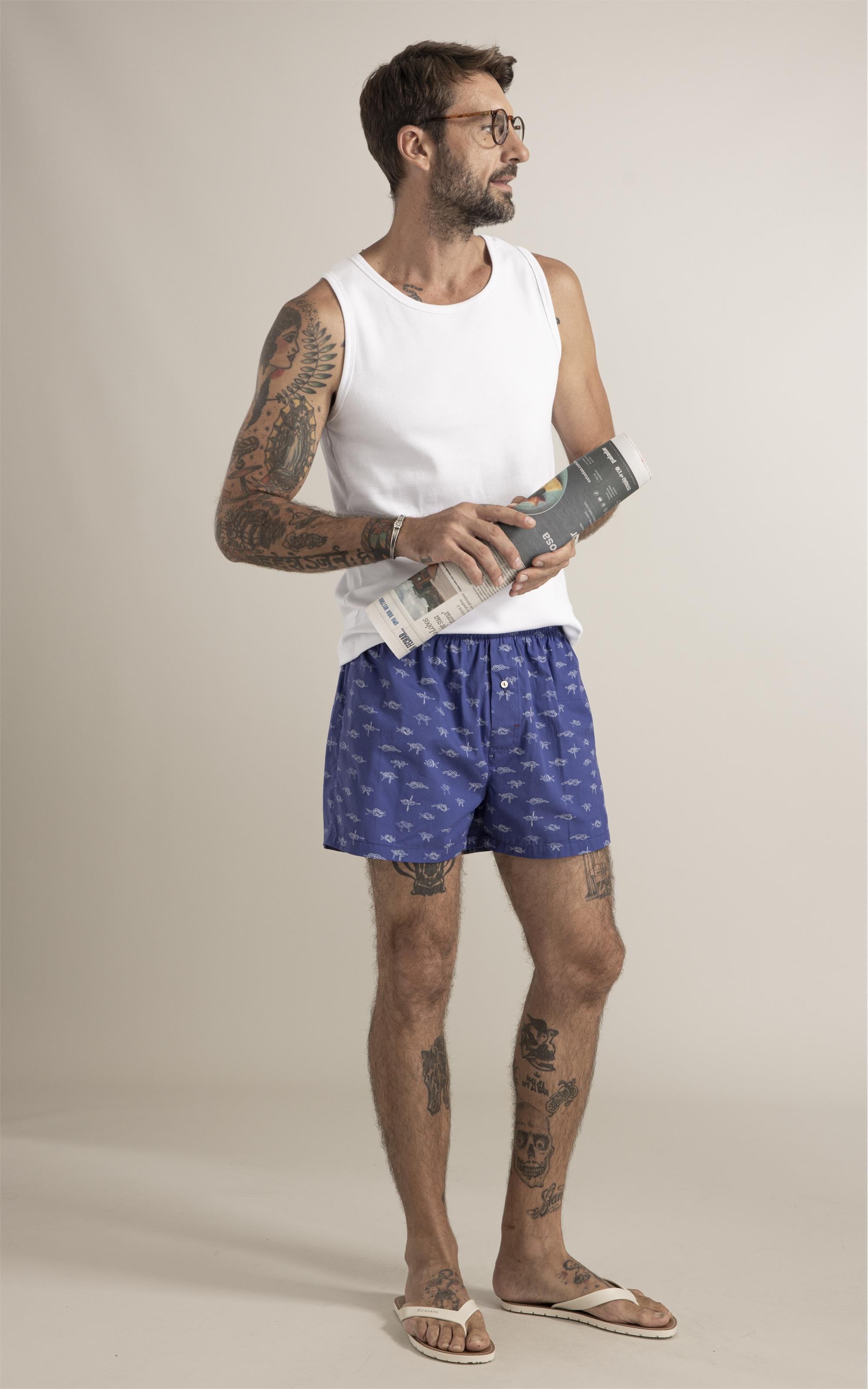 Boxer Nó de Marinheiro Azul Bic