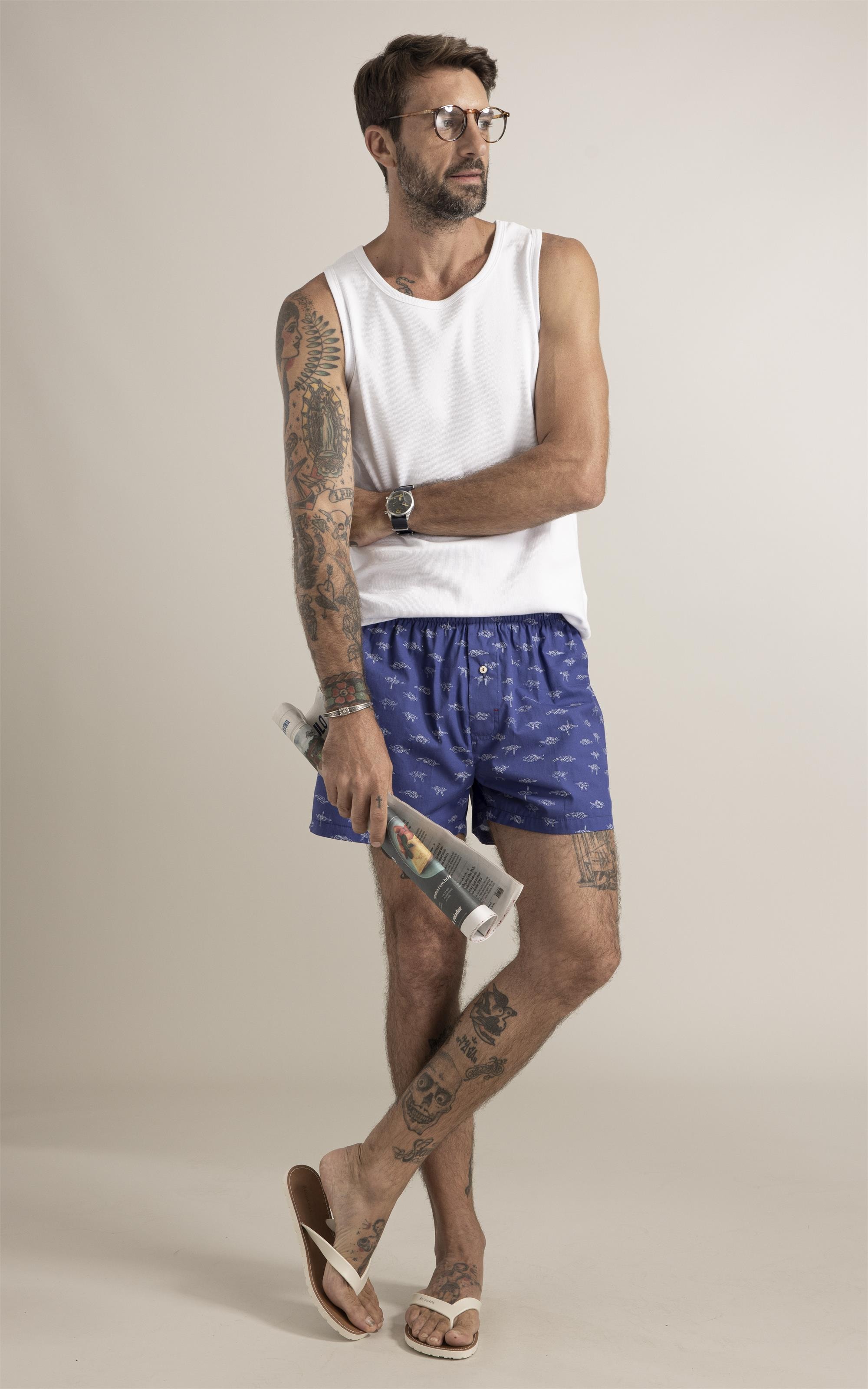 Boxer Nó de Marinheiro Azul Bic