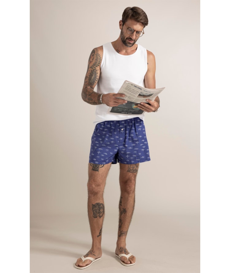 Boxer Nó de Marinheiro Azul Bic