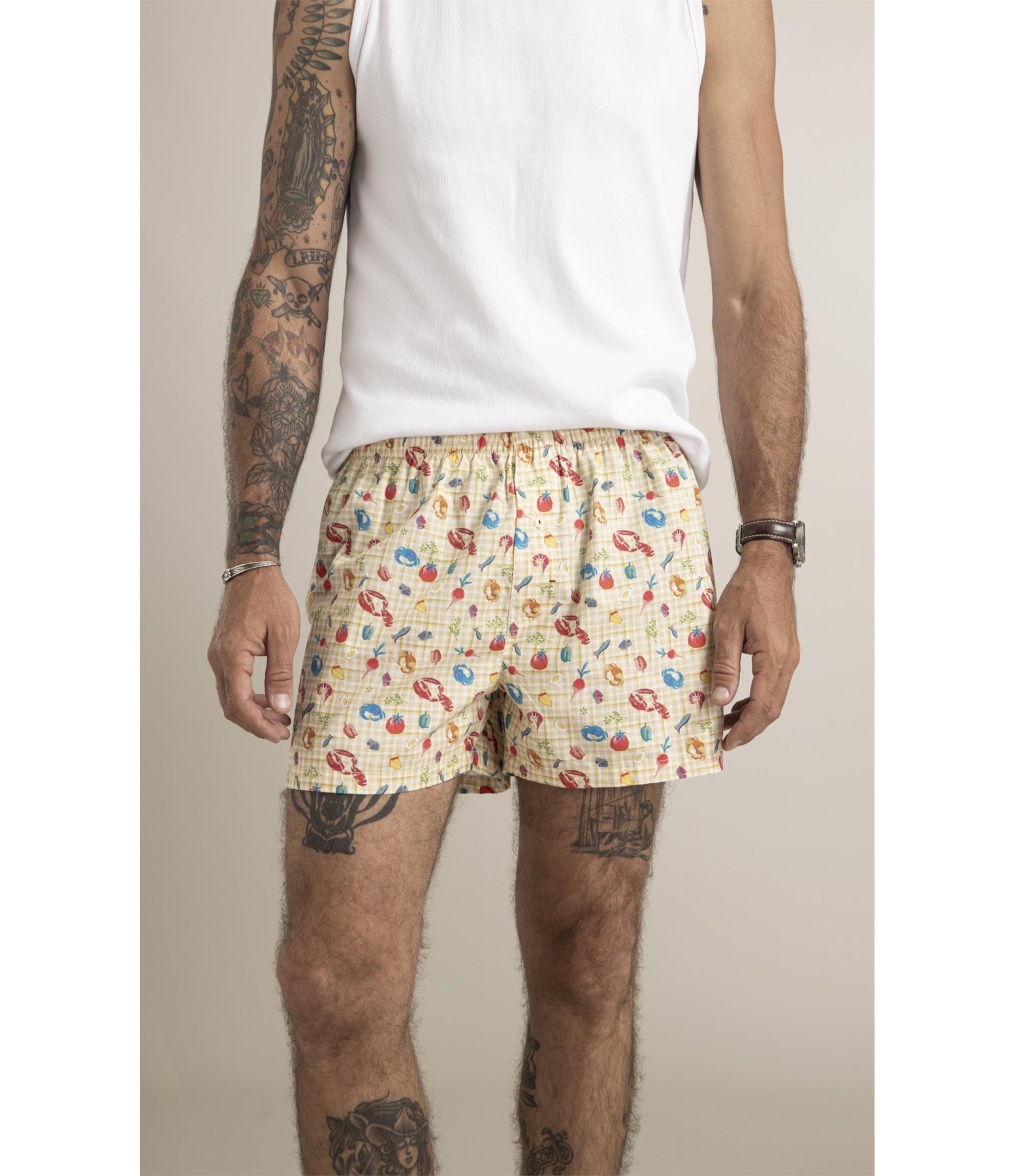 Boxer Picnic Vichy Amarelo Manteiga