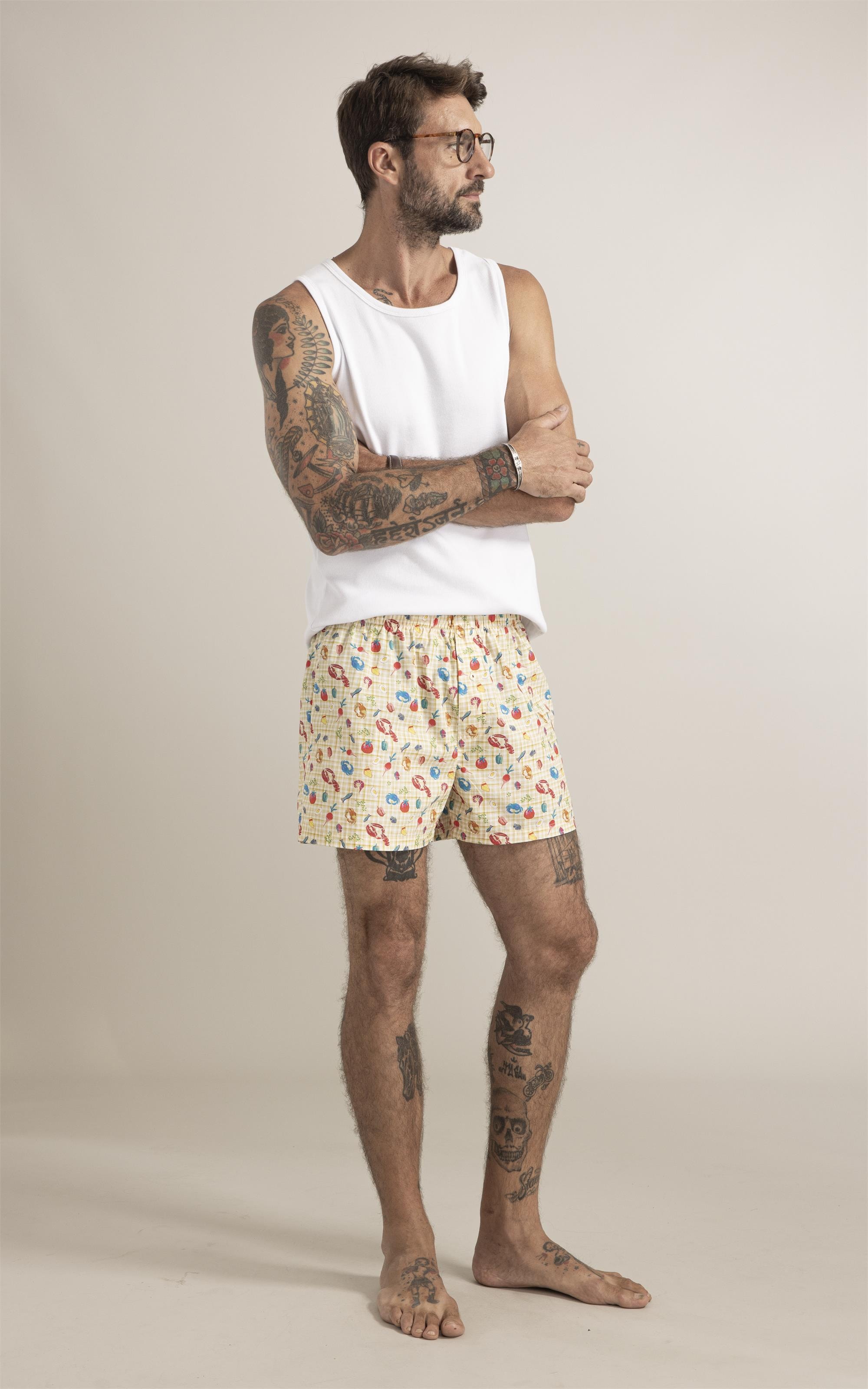 Boxer Picnic Vichy Amarelo Manteiga