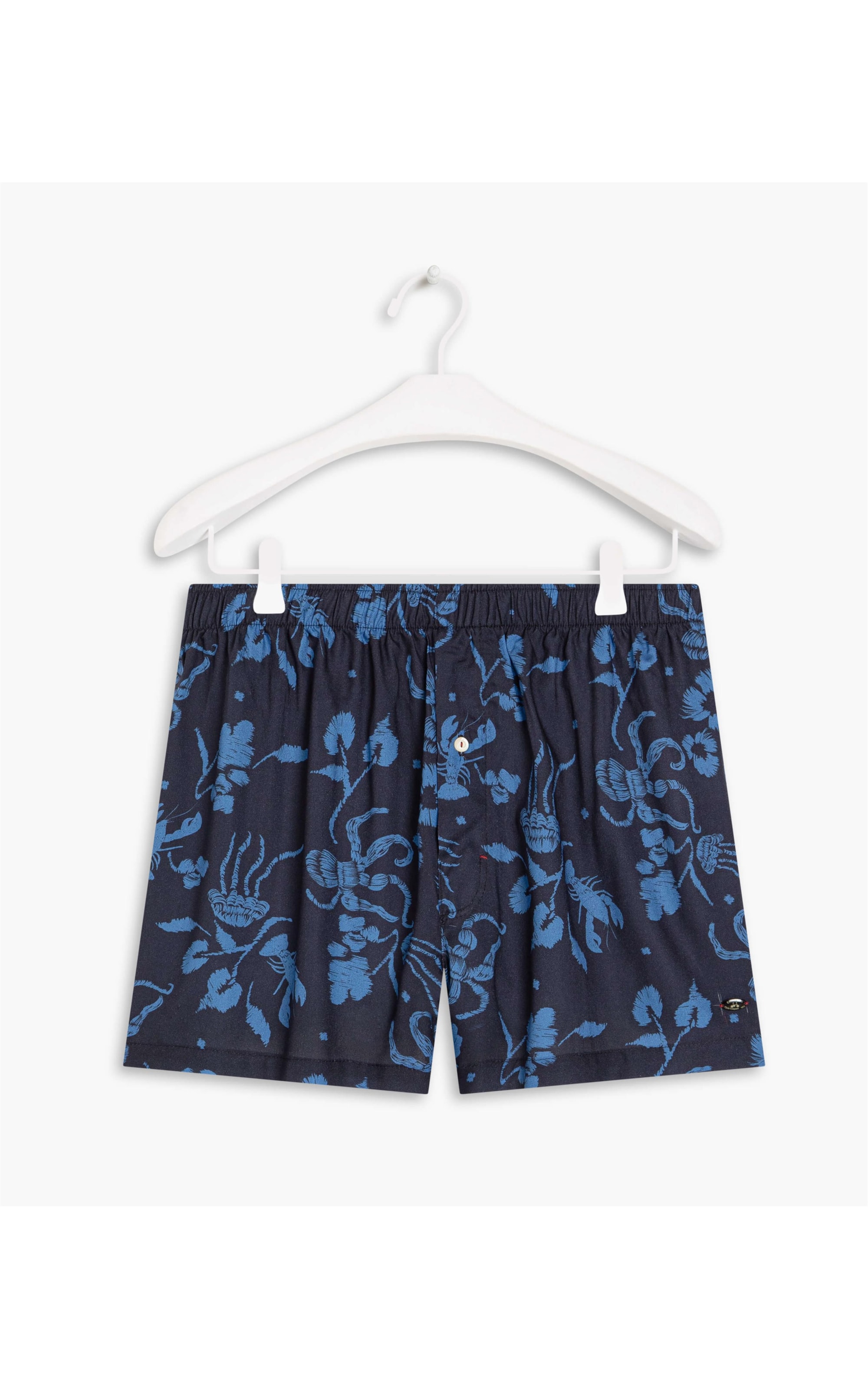 Boxer Viscose Mar Bordado Marinho