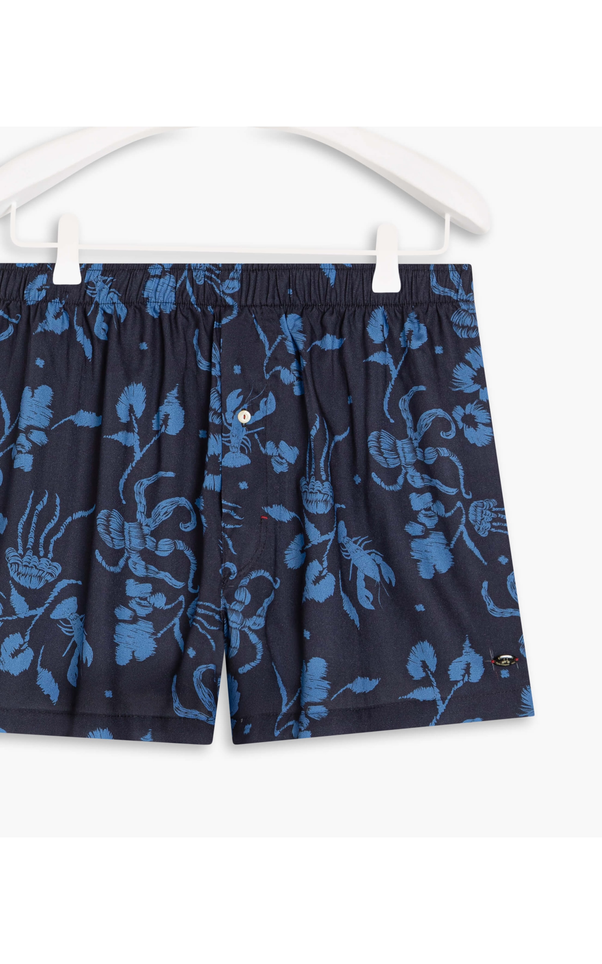Boxer Viscose Mar Bordado Marinho