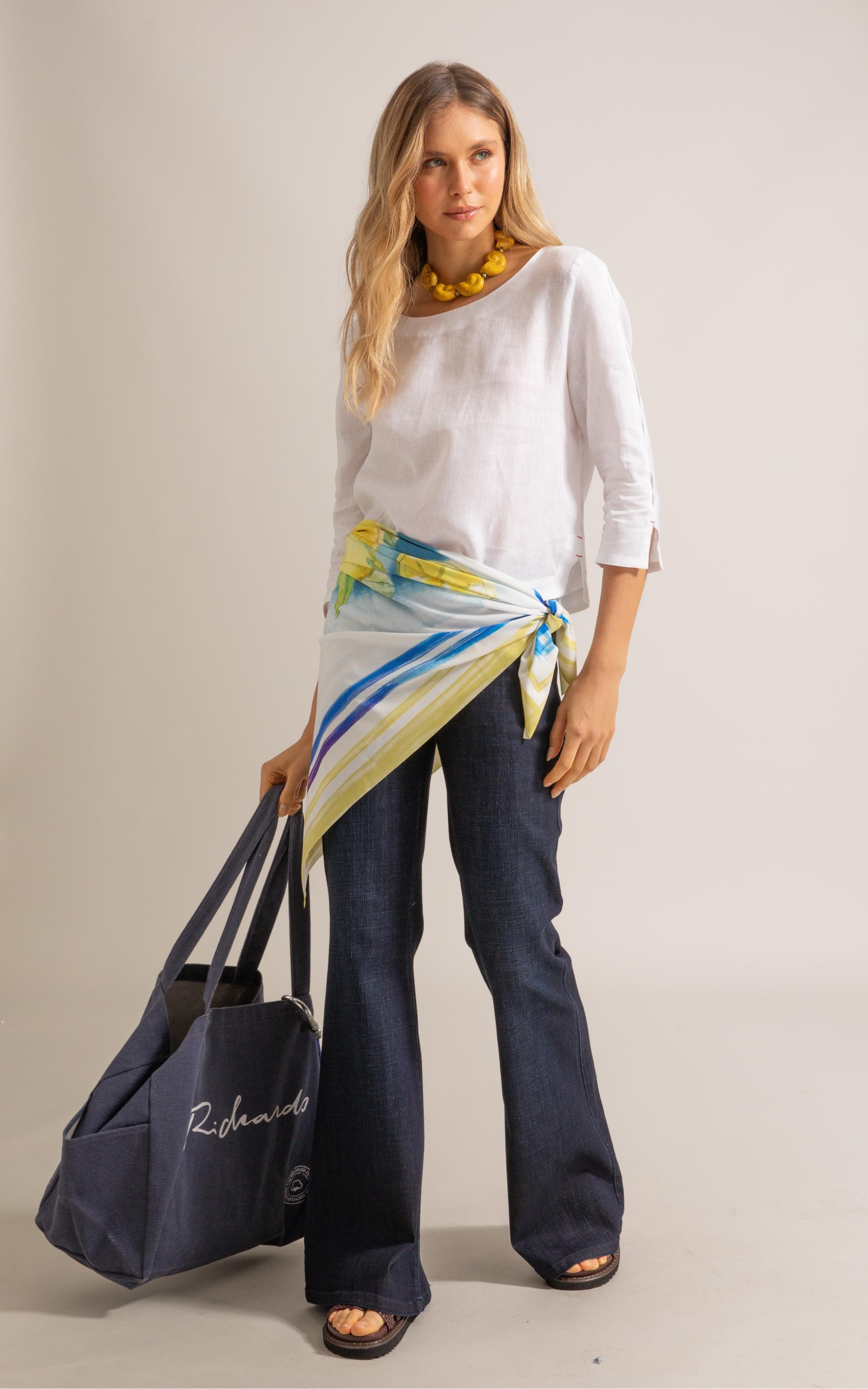 Calça 5 Pockets Flare Visco Indigo Lav. Escuro C/ Matiz