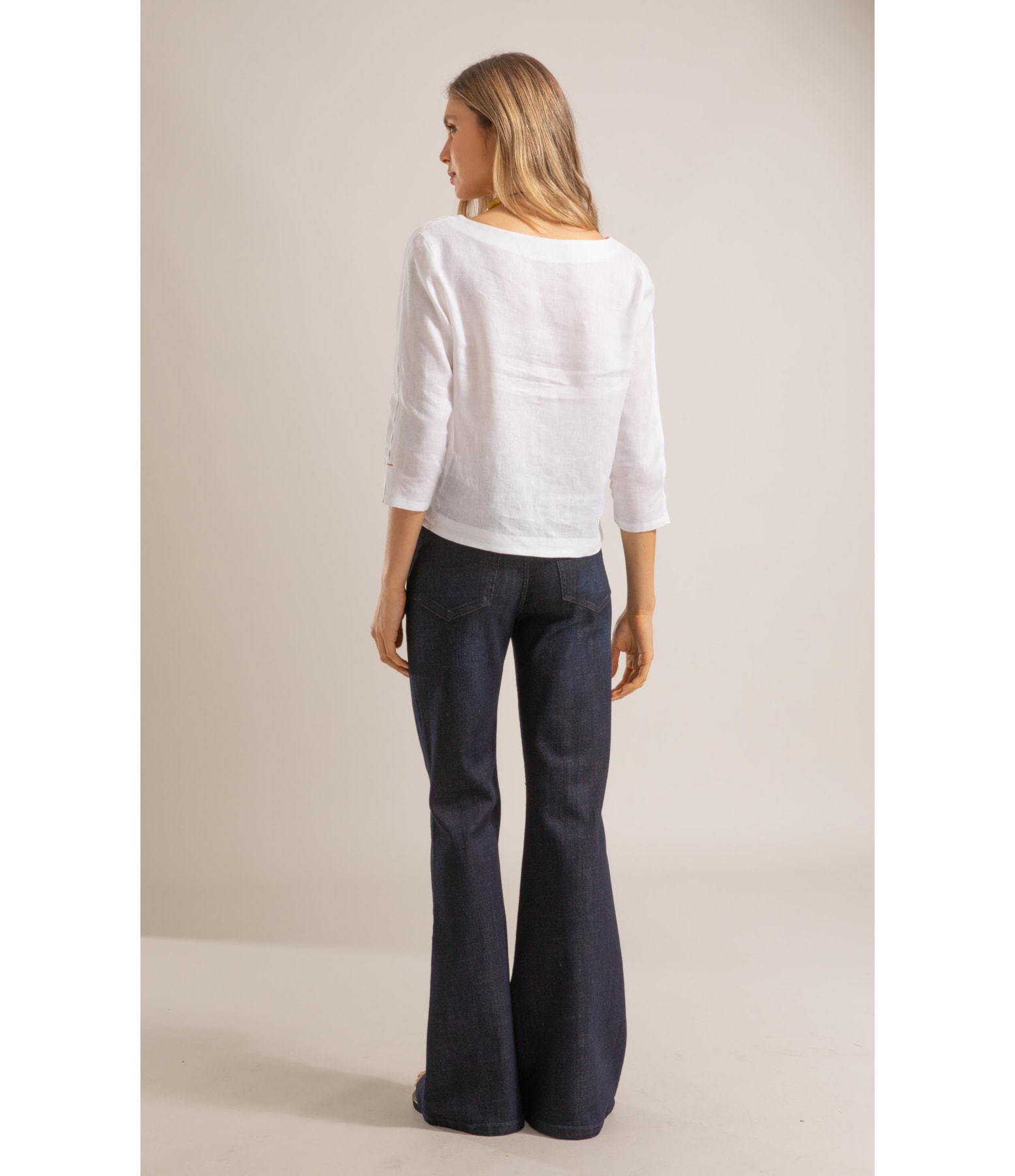 Calça 5 Pockets Flare Visco Indigo Lav. Escuro C/ Matiz