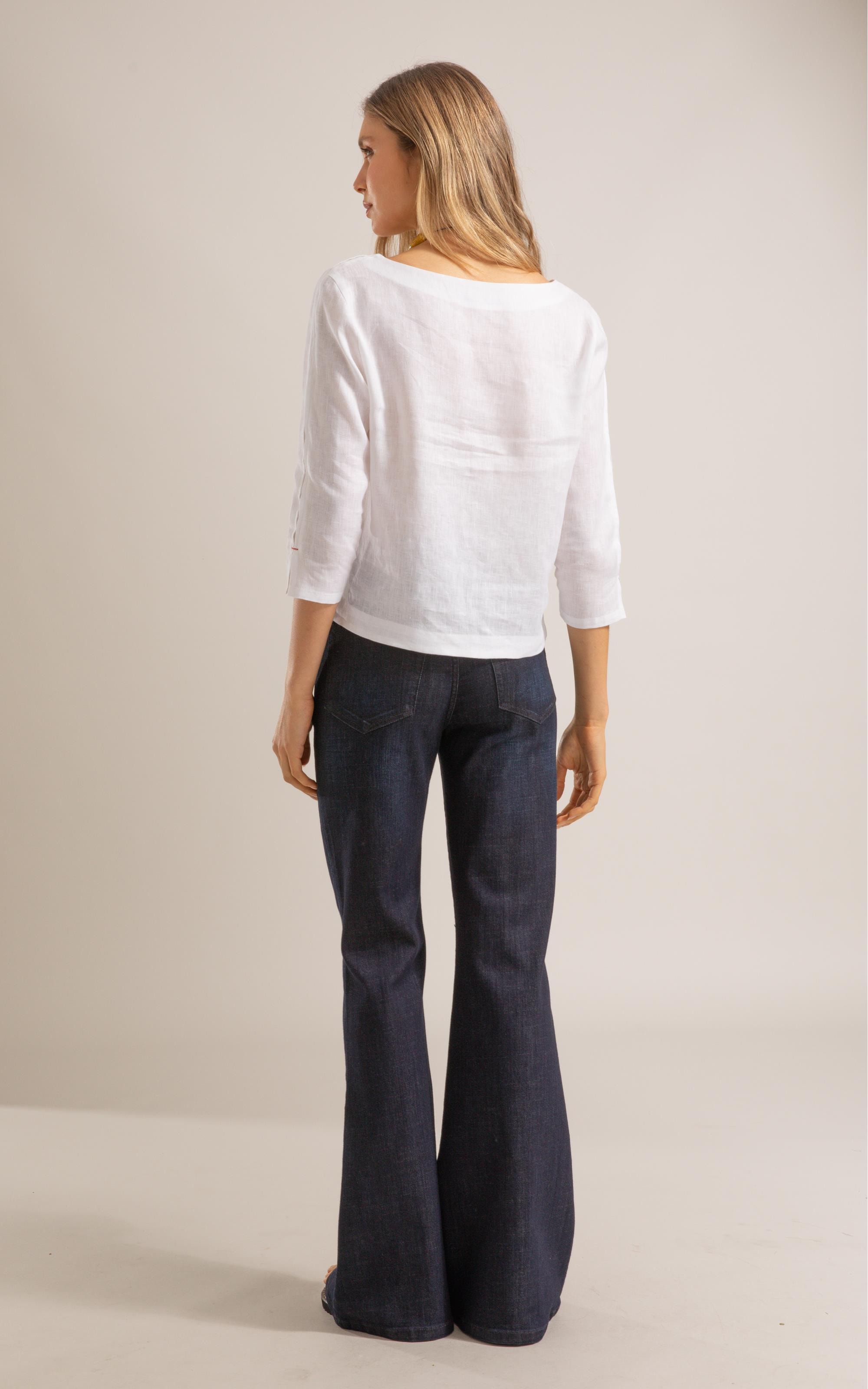 Calça 5 Pockets Flare Visco Indigo Lav. Escuro C/ Matiz