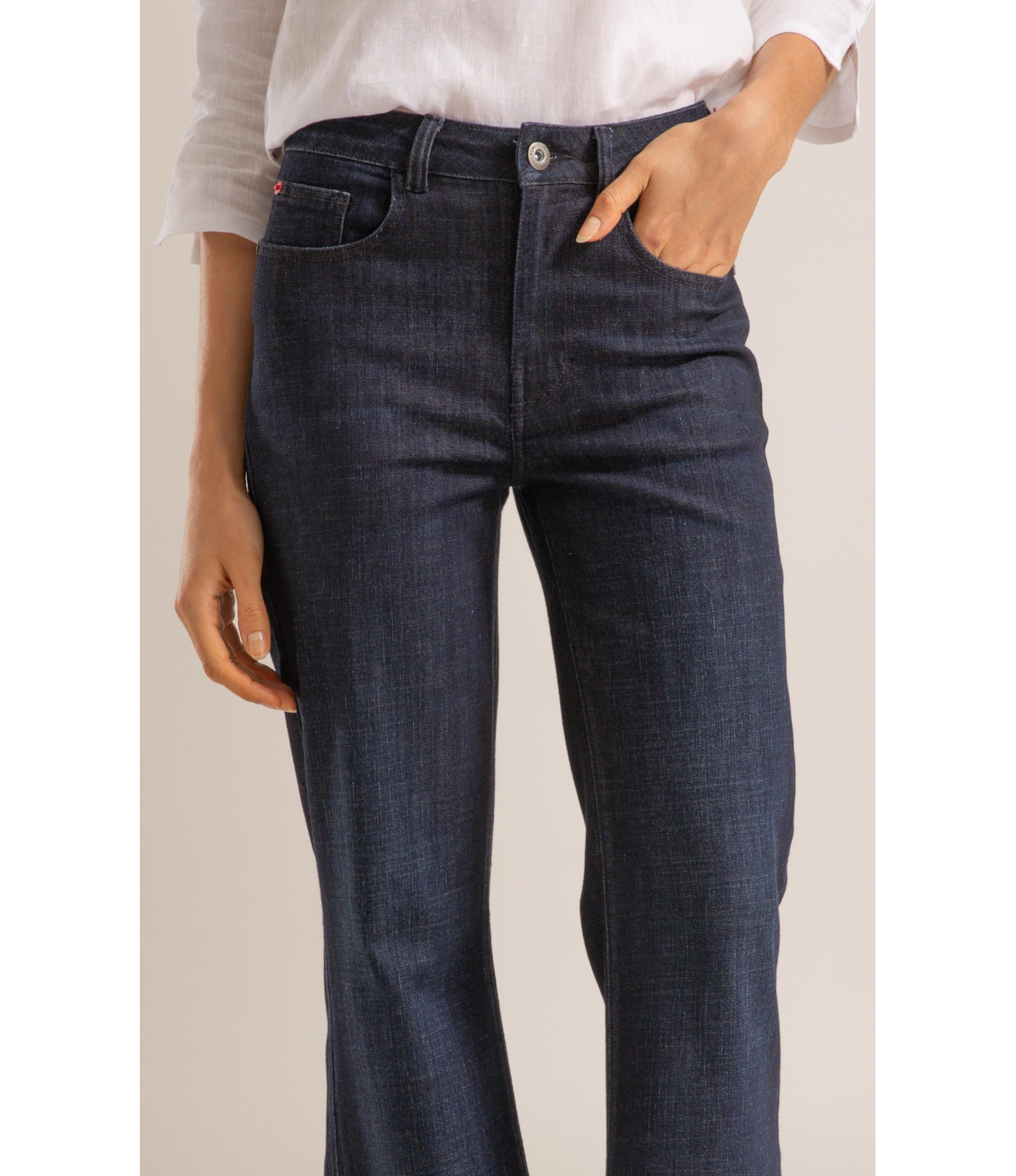 Calça 5 Pockets Flare Visco Indigo Lav. Escuro C/ Matiz