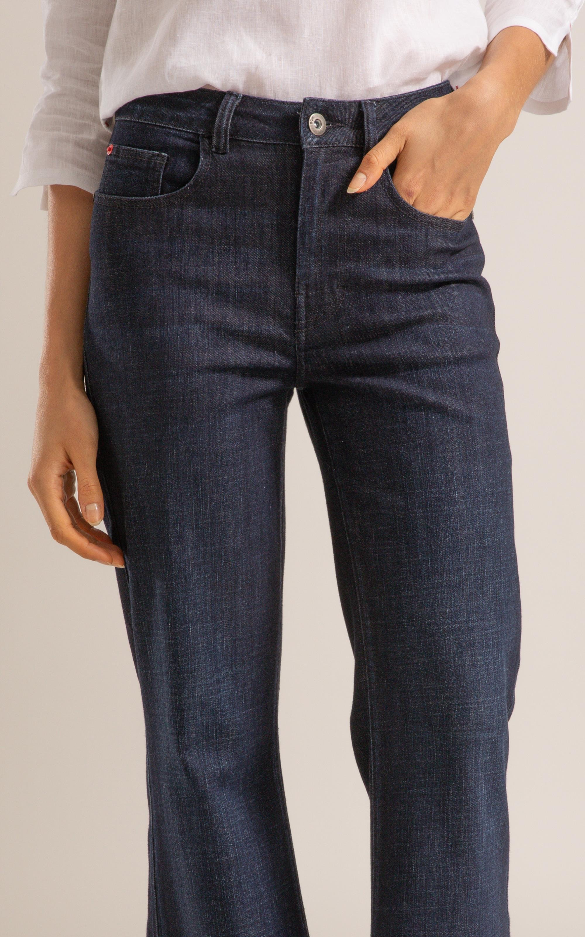 Calça 5 Pockets Flare Visco Indigo Lav. Escuro C/ Matiz