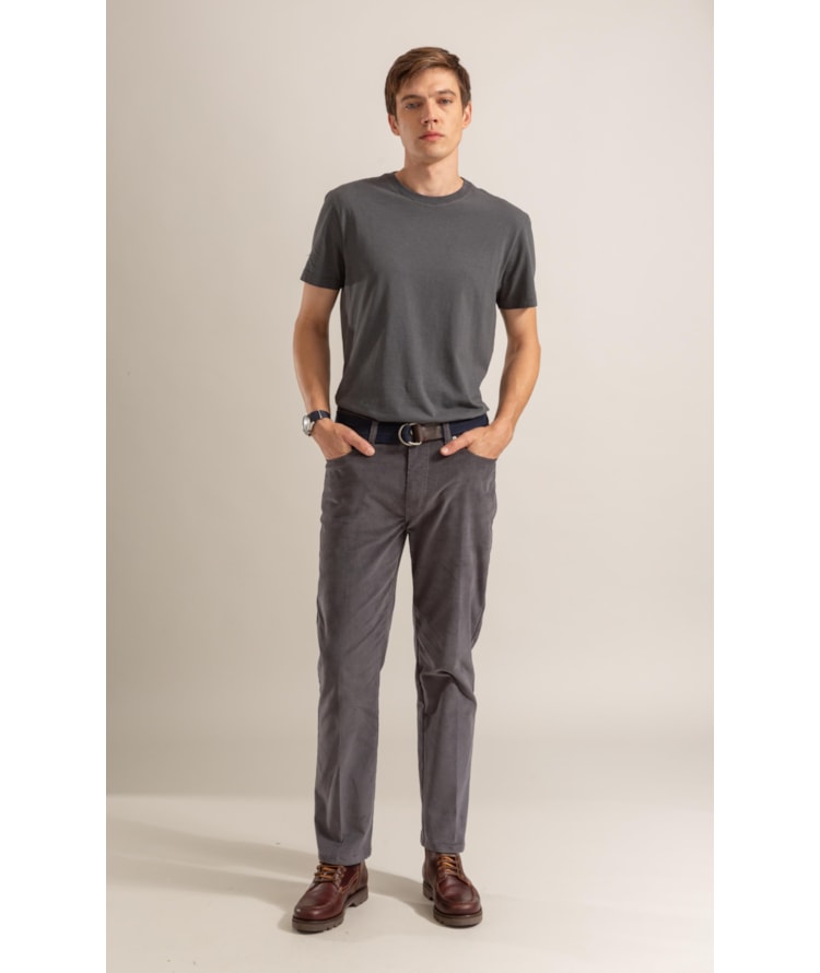 Calca 5 Pockets Veludo Grafite