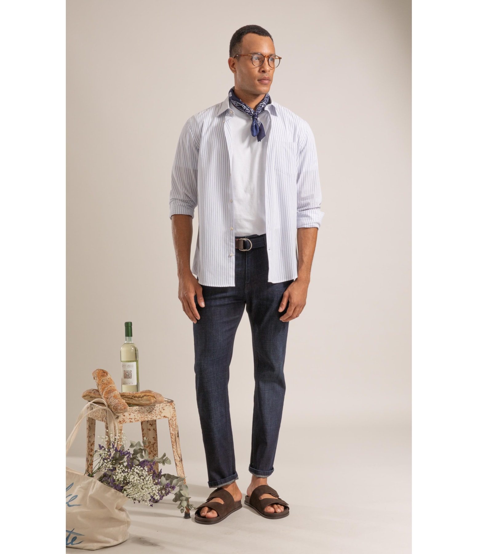 Calca 5 Pockets Visco Indico Custom Fit Lav. Escuro C/ Matiz