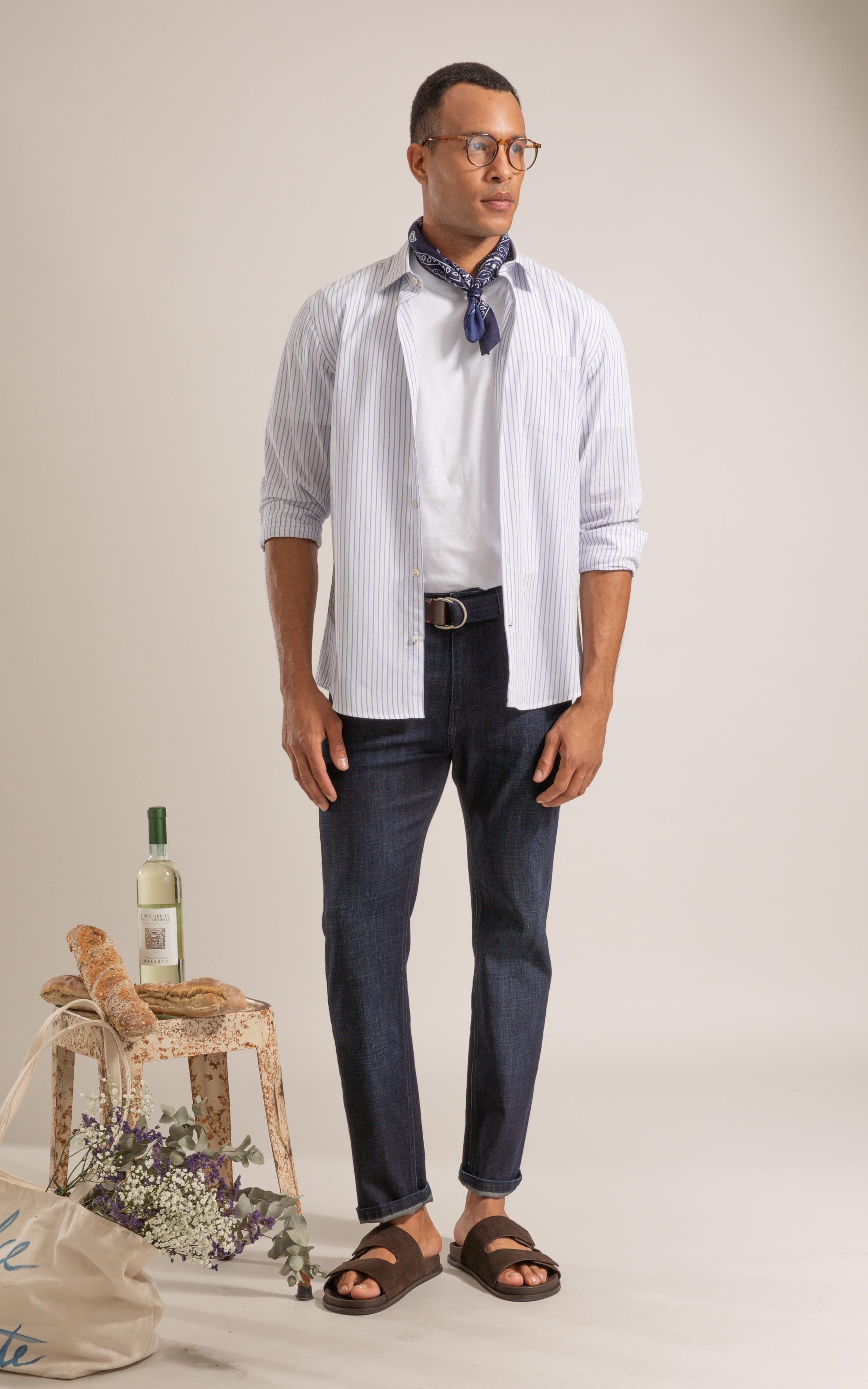 Calca 5 Pockets Visco Indico Custom Fit Lav. Escuro C/ Matiz