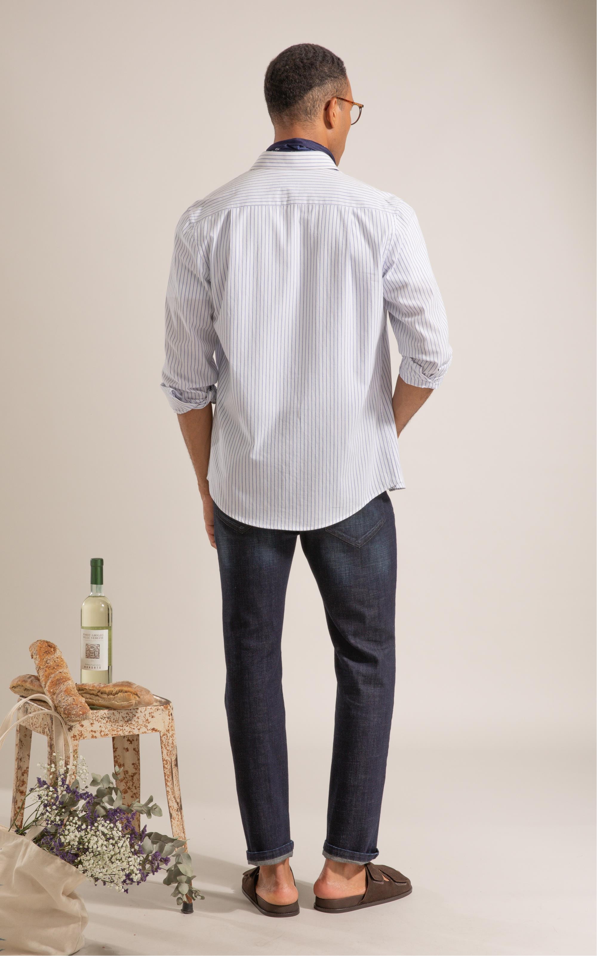 Calca 5 Pockets Visco Indico Custom Fit Lav. Escuro C/ Matiz