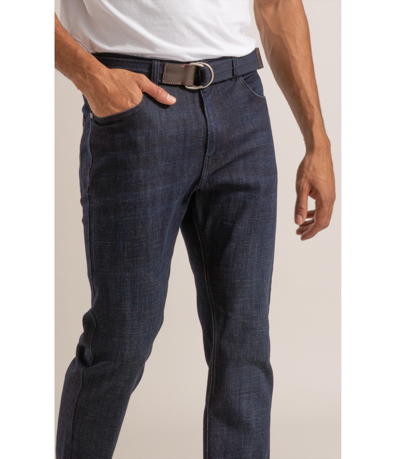 Calca 5 Pockets Visco Indico Custom Fit Lav. Escuro C/ Matiz