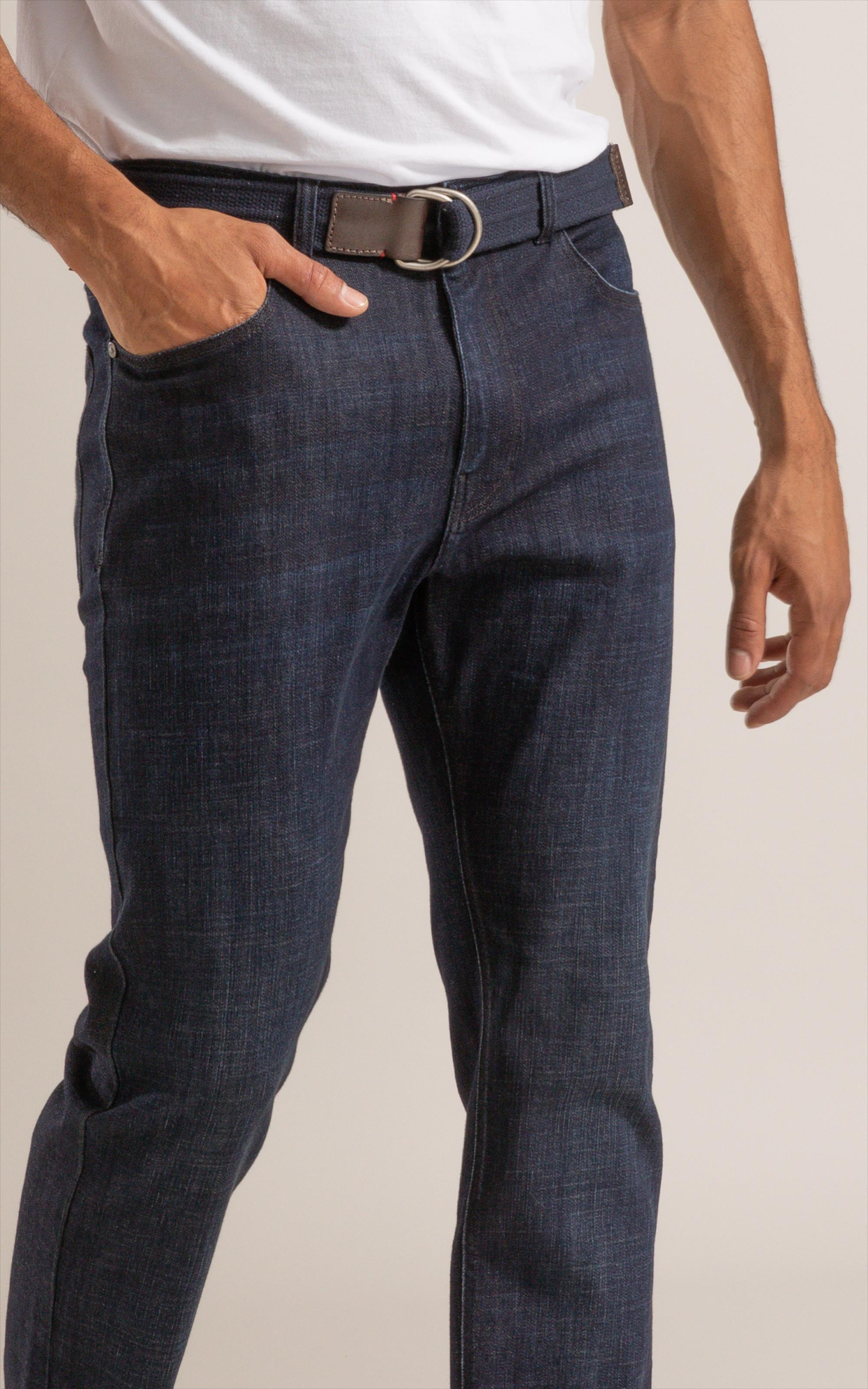 Calca 5 Pockets Visco Indico Custom Fit Lav. Escuro C/ Matiz