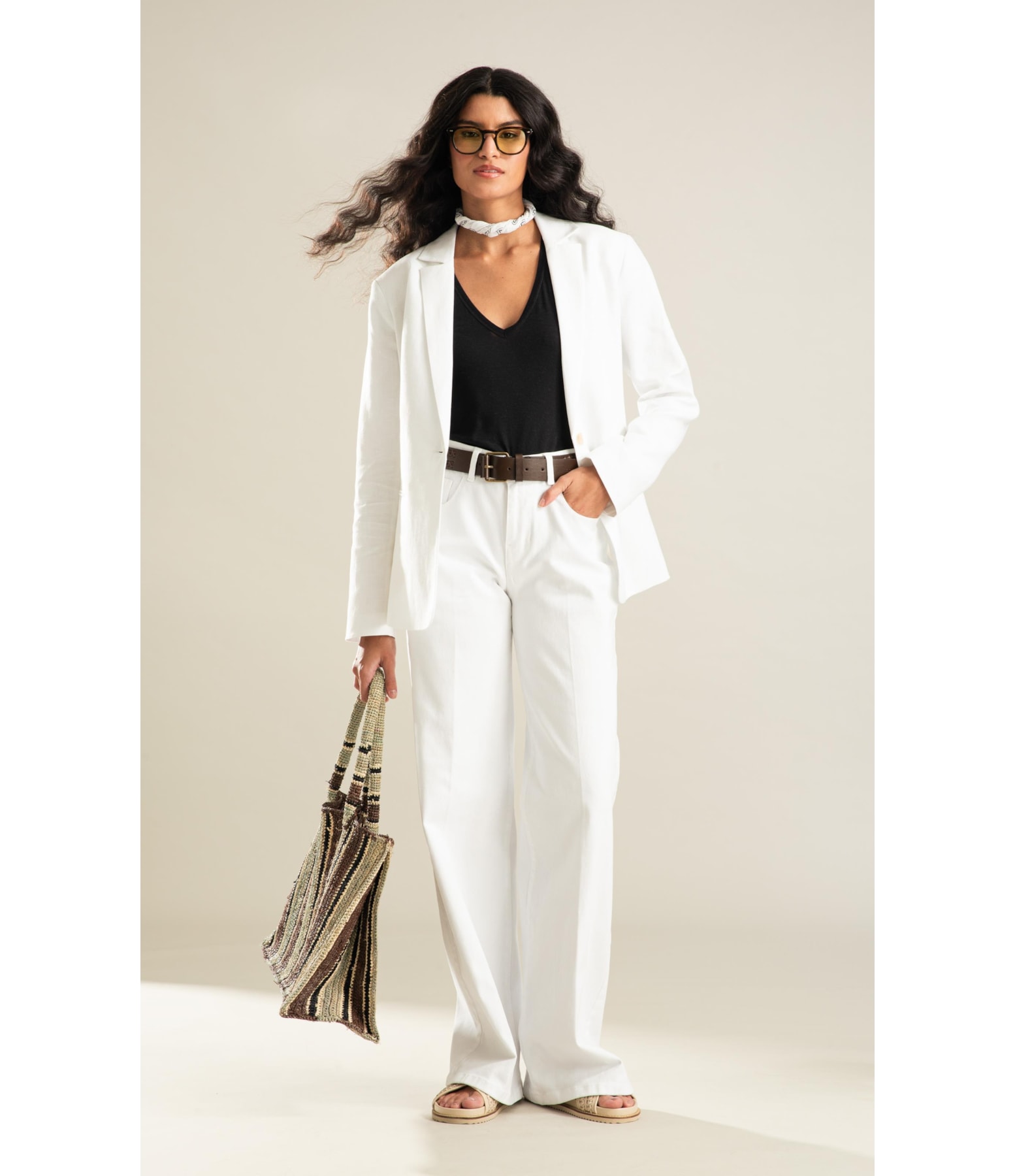 Calça 5pockets Wide Vintage Denim Branco