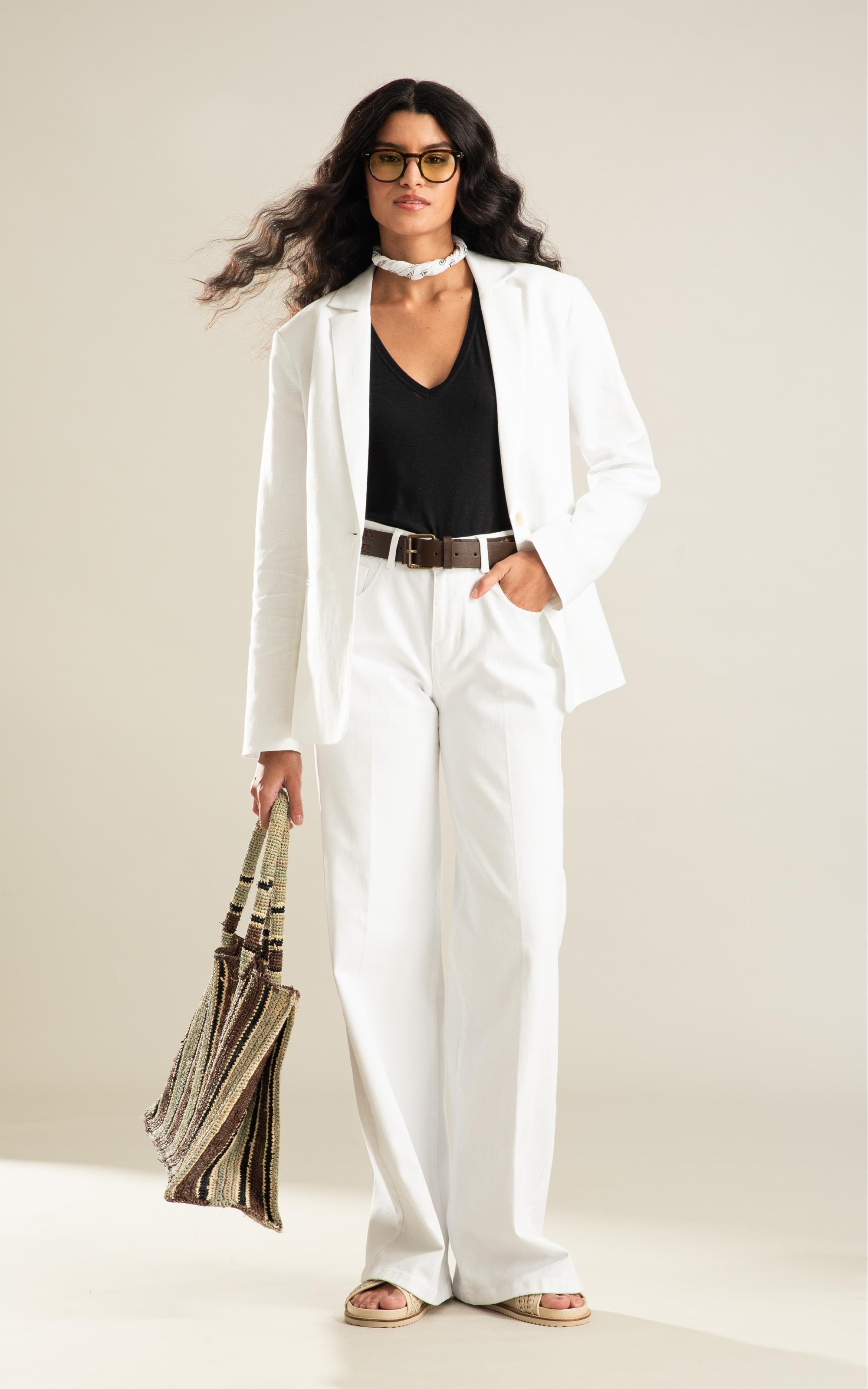 Calça 5pockets Wide Vintage Denim Branco