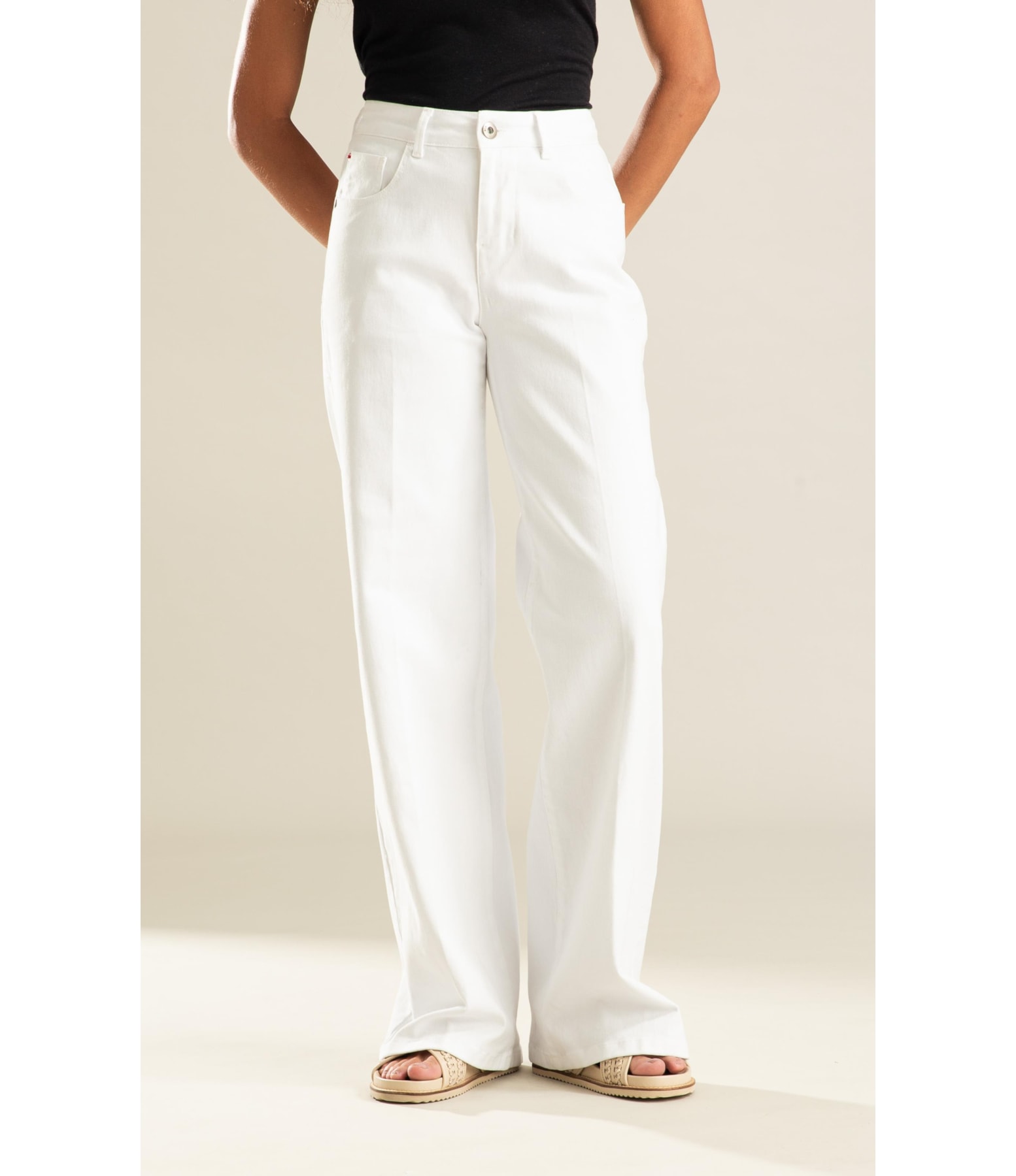 Calça 5pockets Wide Vintage Denim Branco