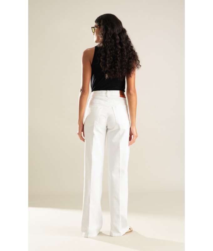 Calça 5pockets Wide Vintage Denim Branco