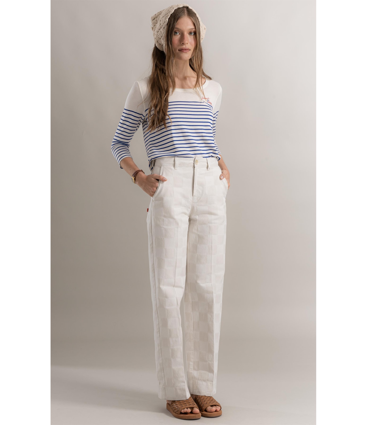 Calça Chino Checkers Jacquard Off White