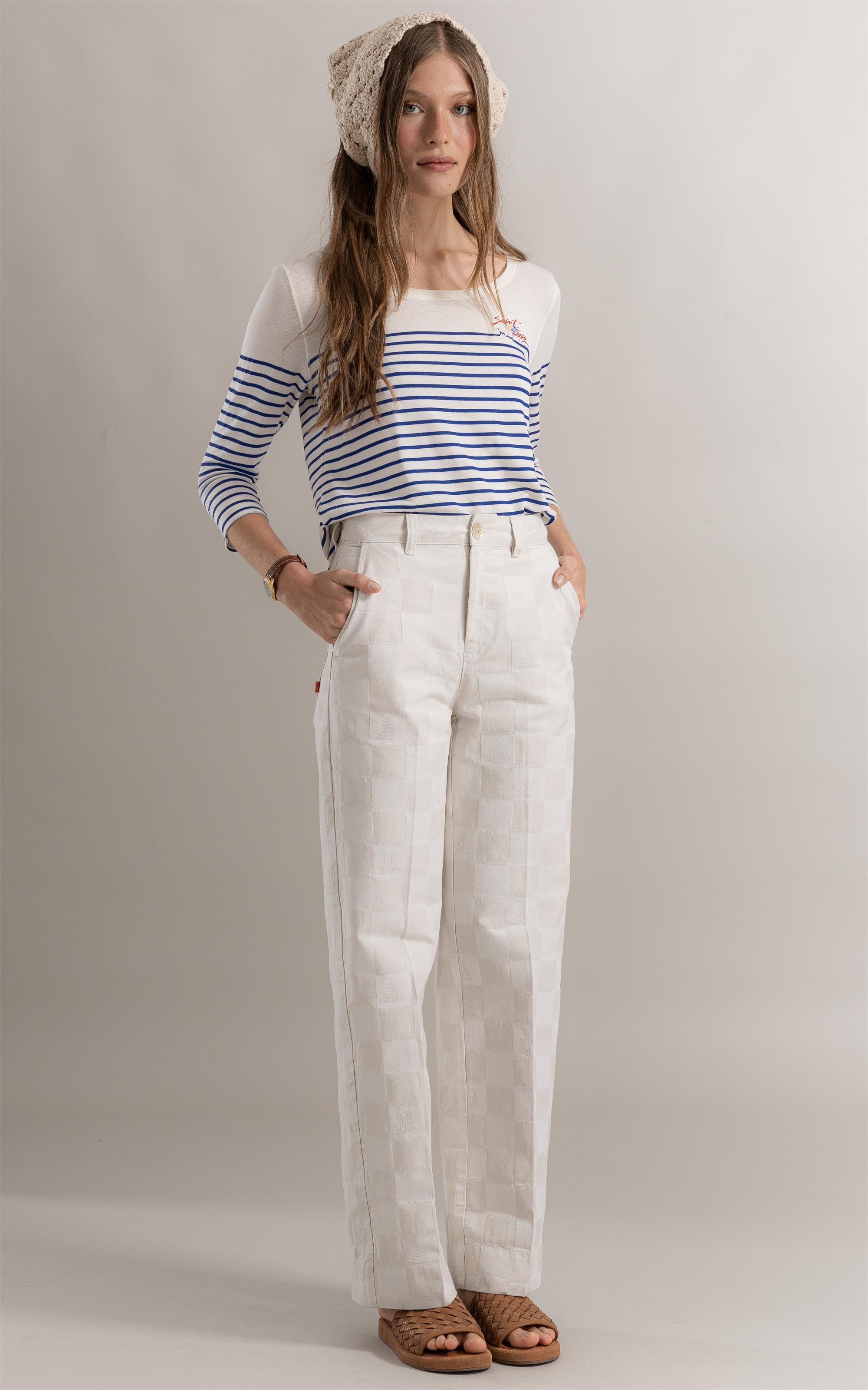 Calça Chino Checkers Jacquard Off White