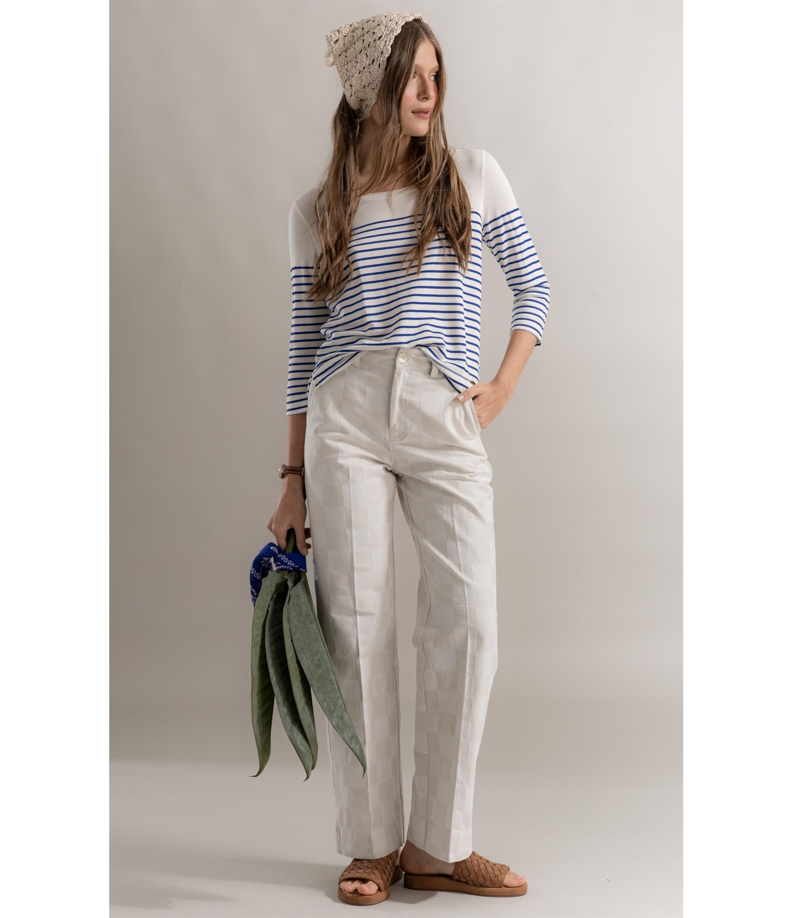 Calça Chino Checkers Jacquard Off White