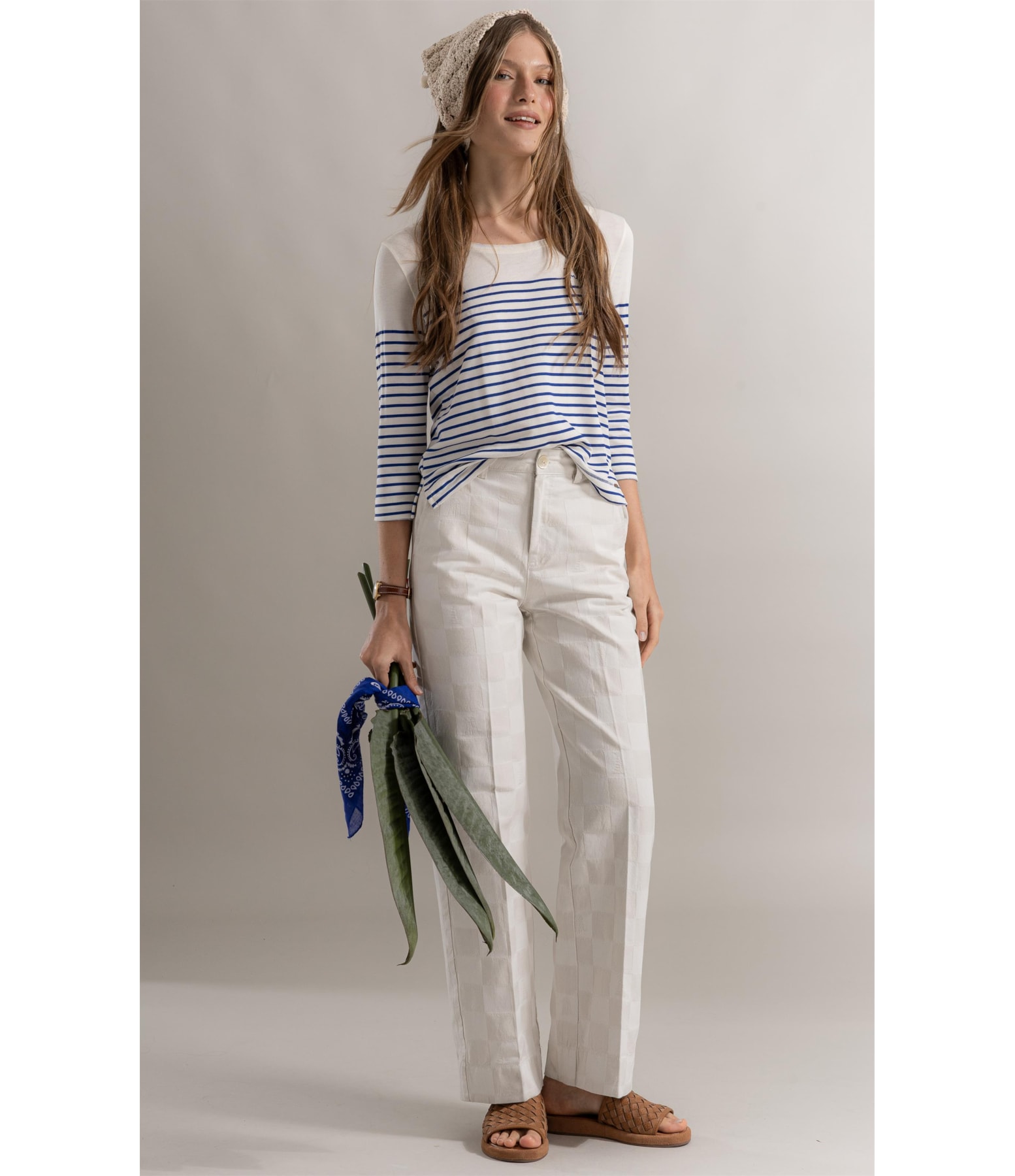 Calça Chino Checkers Jacquard Off White