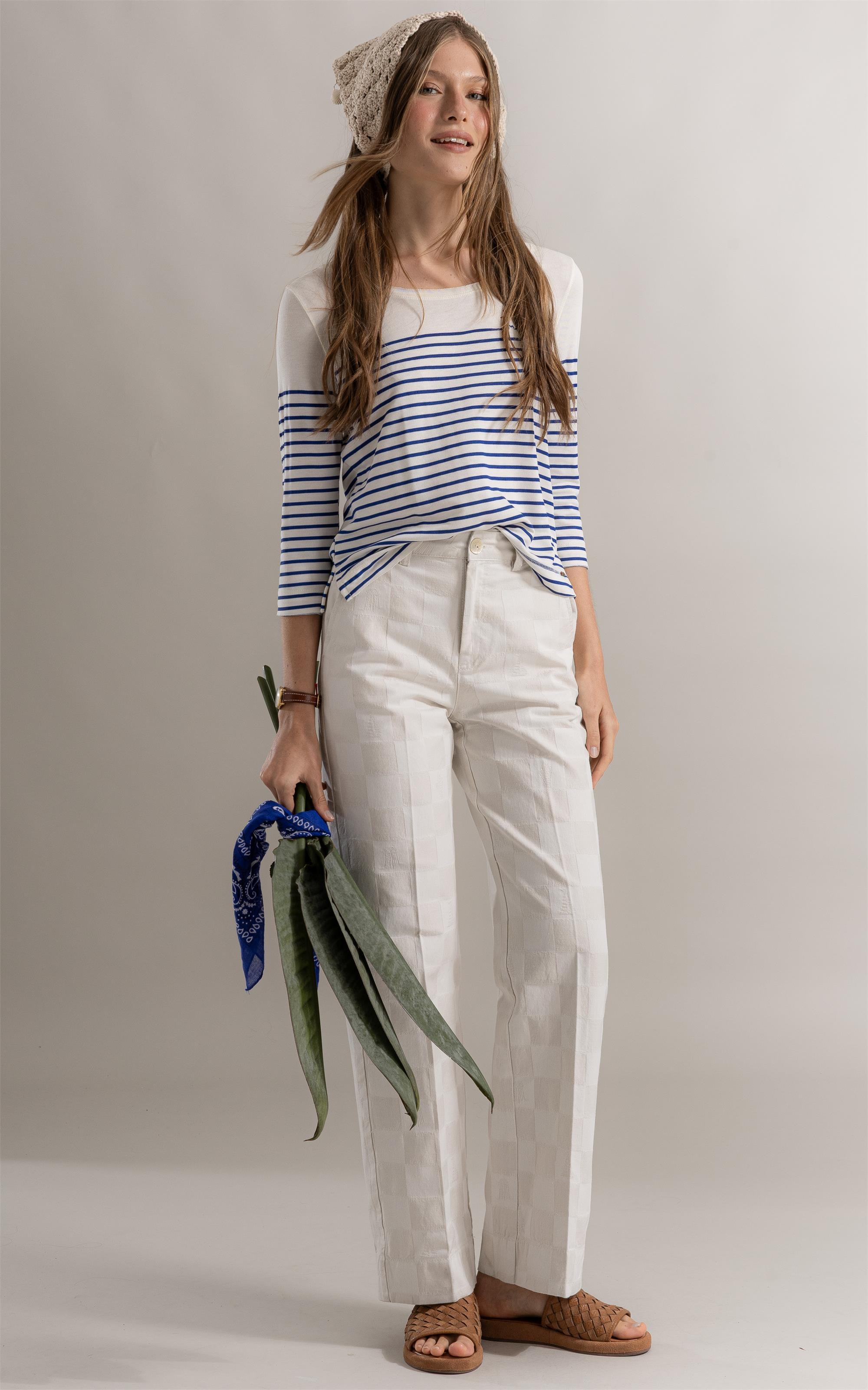 Calça Chino Checkers Jacquard Off White
