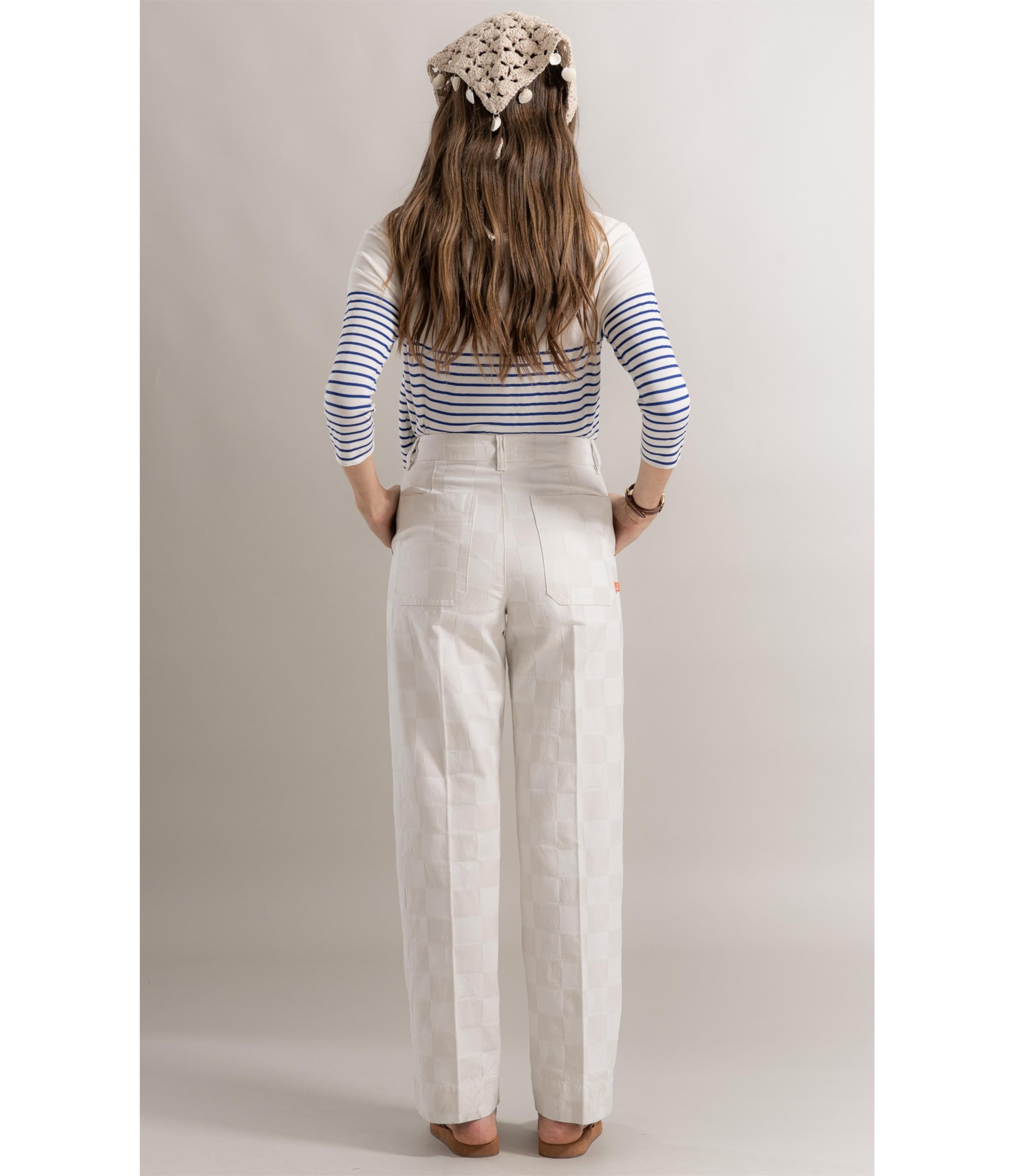 Calça Chino Checkers Jacquard Off White