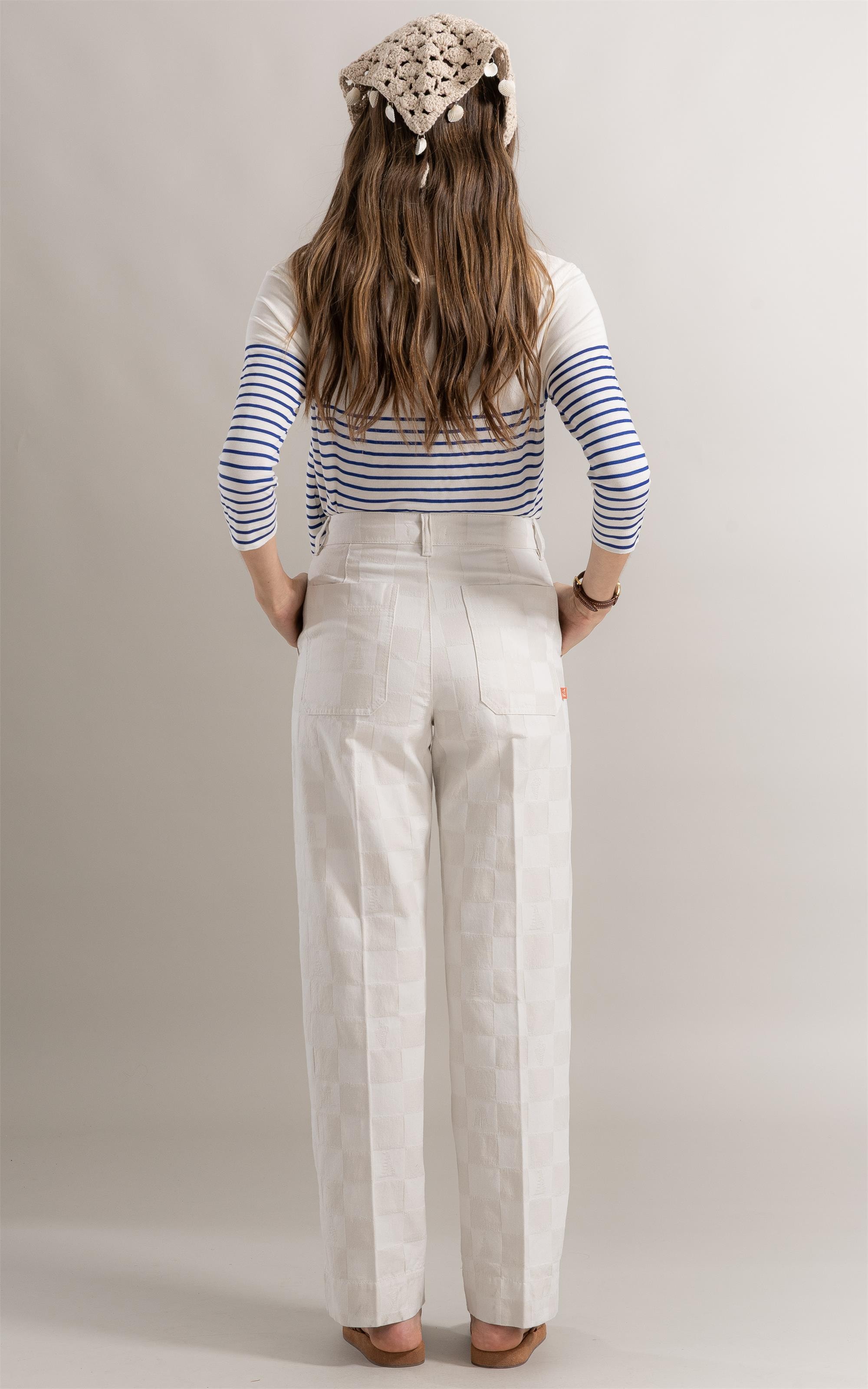 Calça Chino Checkers Jacquard Off White
